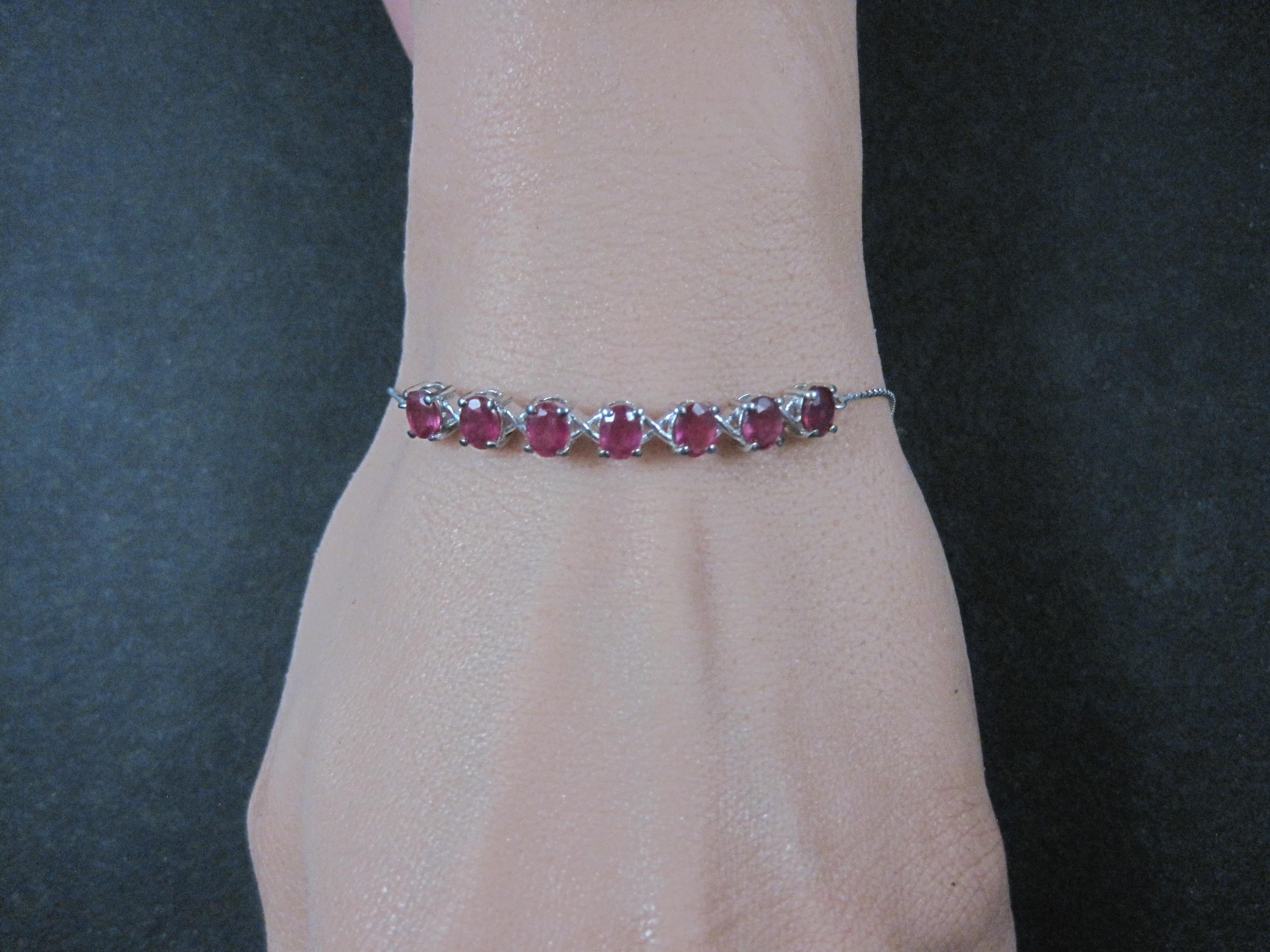 Genuine Ruby Bolo Bracelet Sterling Silver For Sale 1