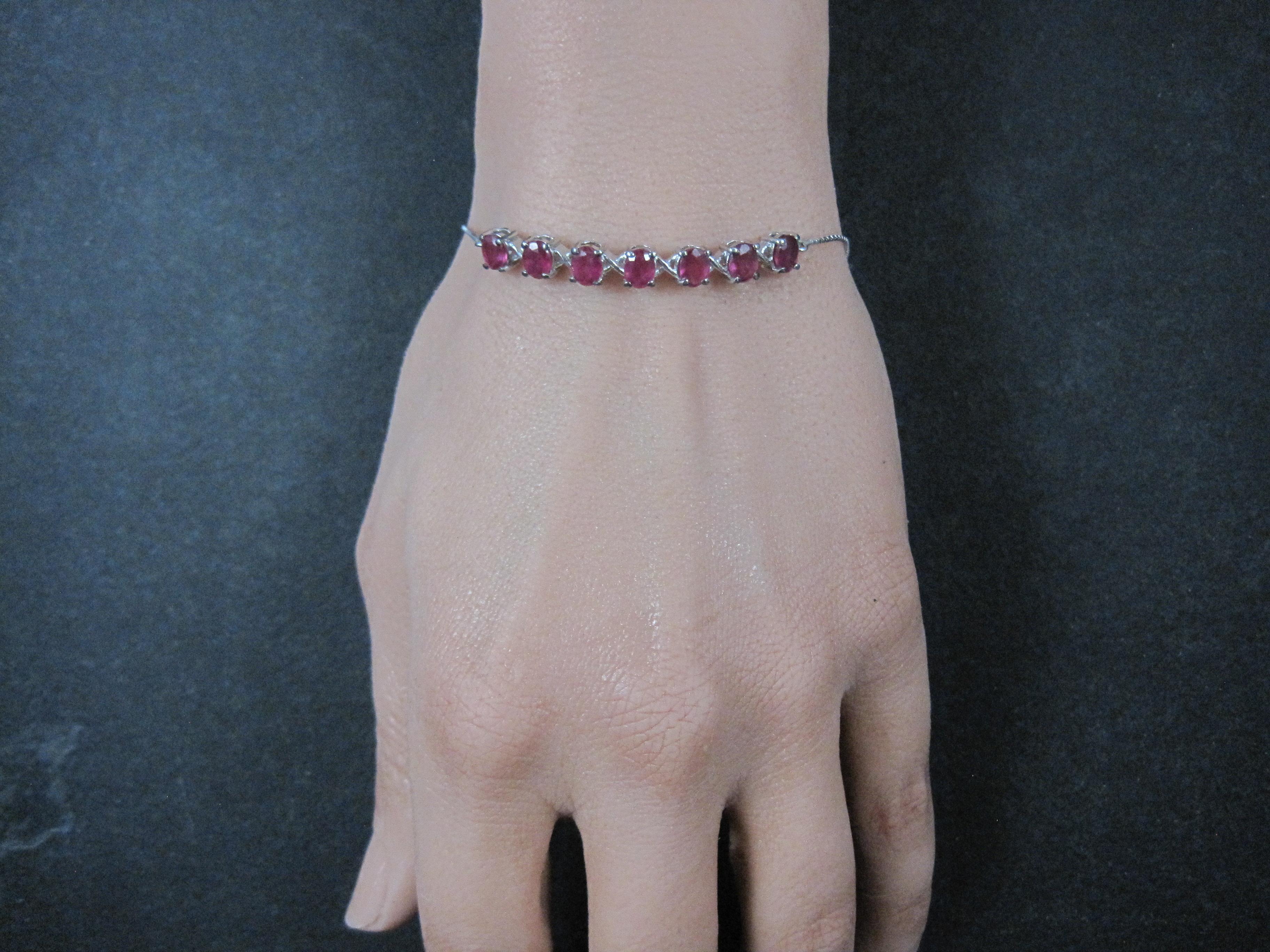 Genuine Ruby Bolo Bracelet Sterling Silver For Sale 2