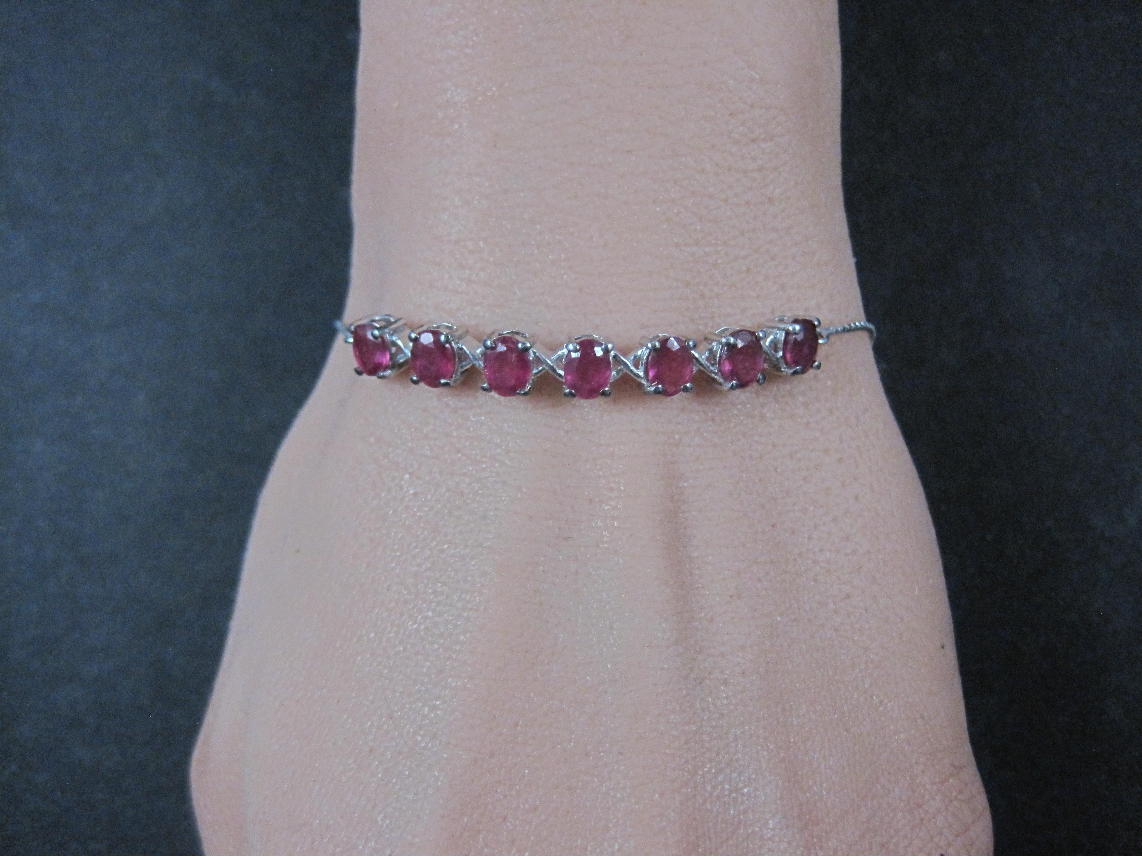 Genuine Ruby Bolo Bracelet Sterling Silver For Sale 3