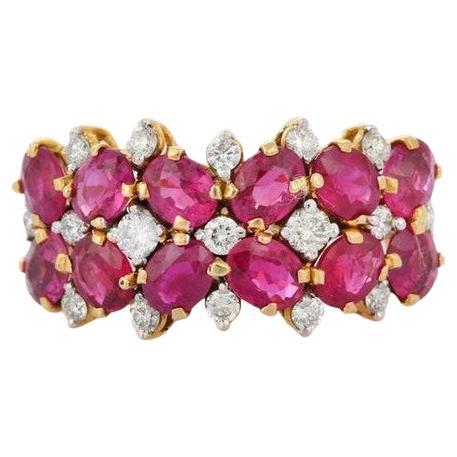 Genuine Ruby Diamond Engagement Band Ring for Women in 18k Solid Yellow Gold