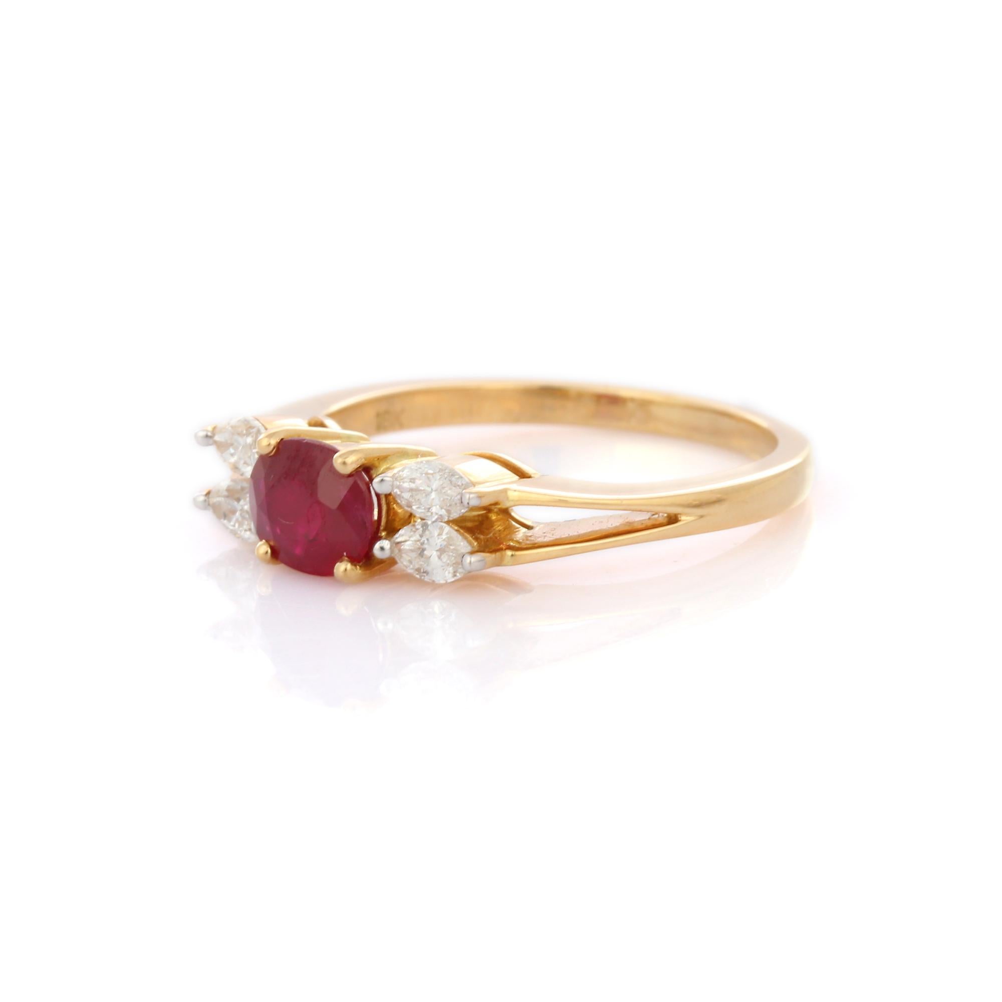 For Sale:  Astonishing Oval Cut Ruby Gemstone and Diamond Ring in 18K Solid Yellow Gold  3
