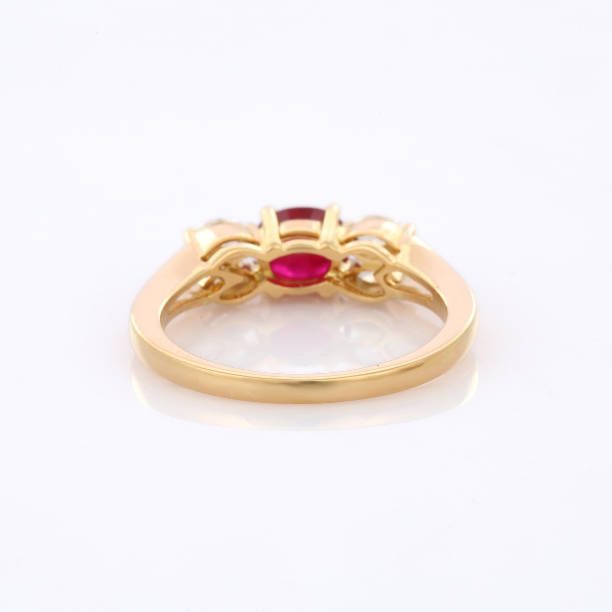 For Sale:  Astonishing Oval Cut Ruby Gemstone and Diamond Ring in 18K Solid Yellow Gold  4