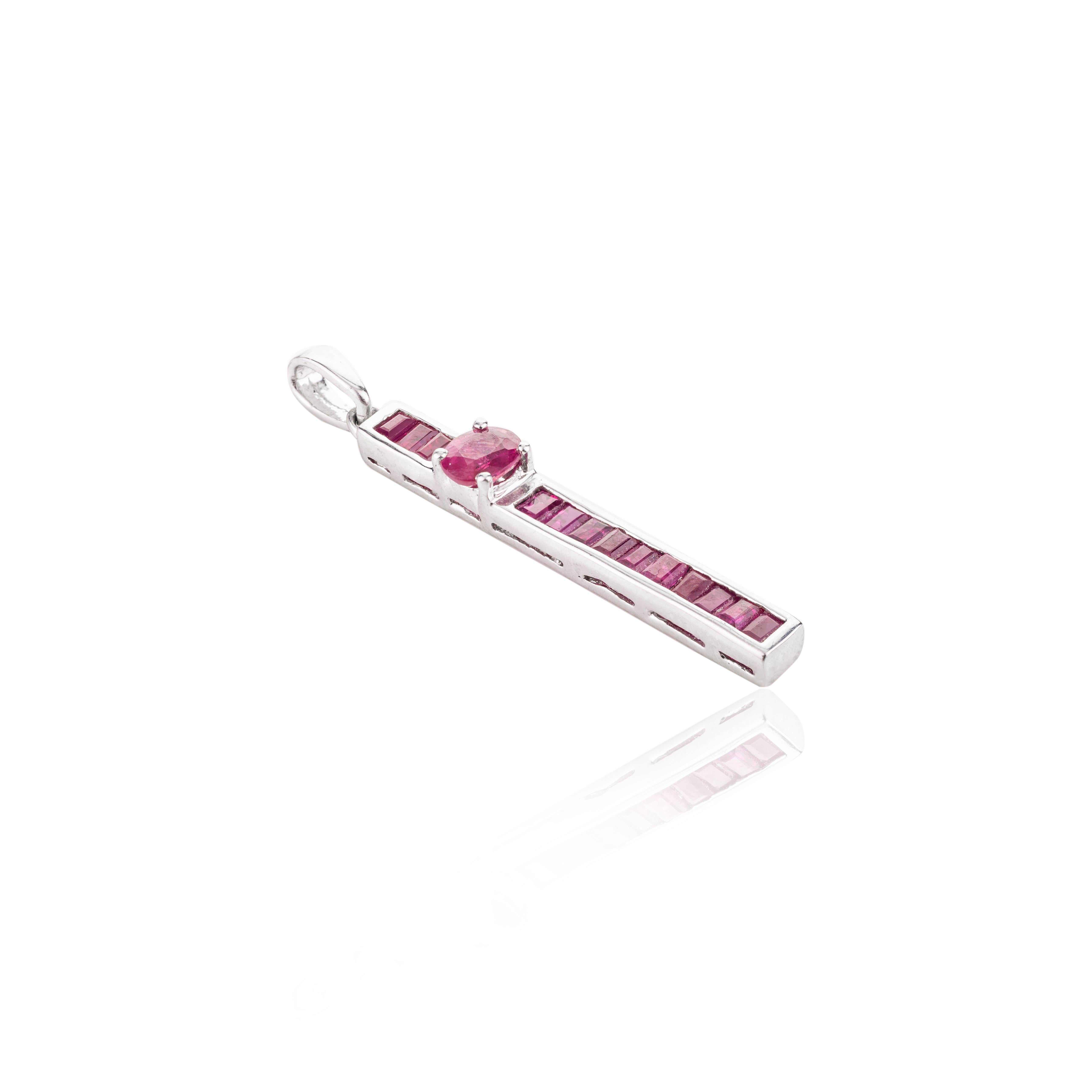 Art Déco Ciondolo lungo in argento Sterling Silver con rubino autentico Regali Unisex in vendita