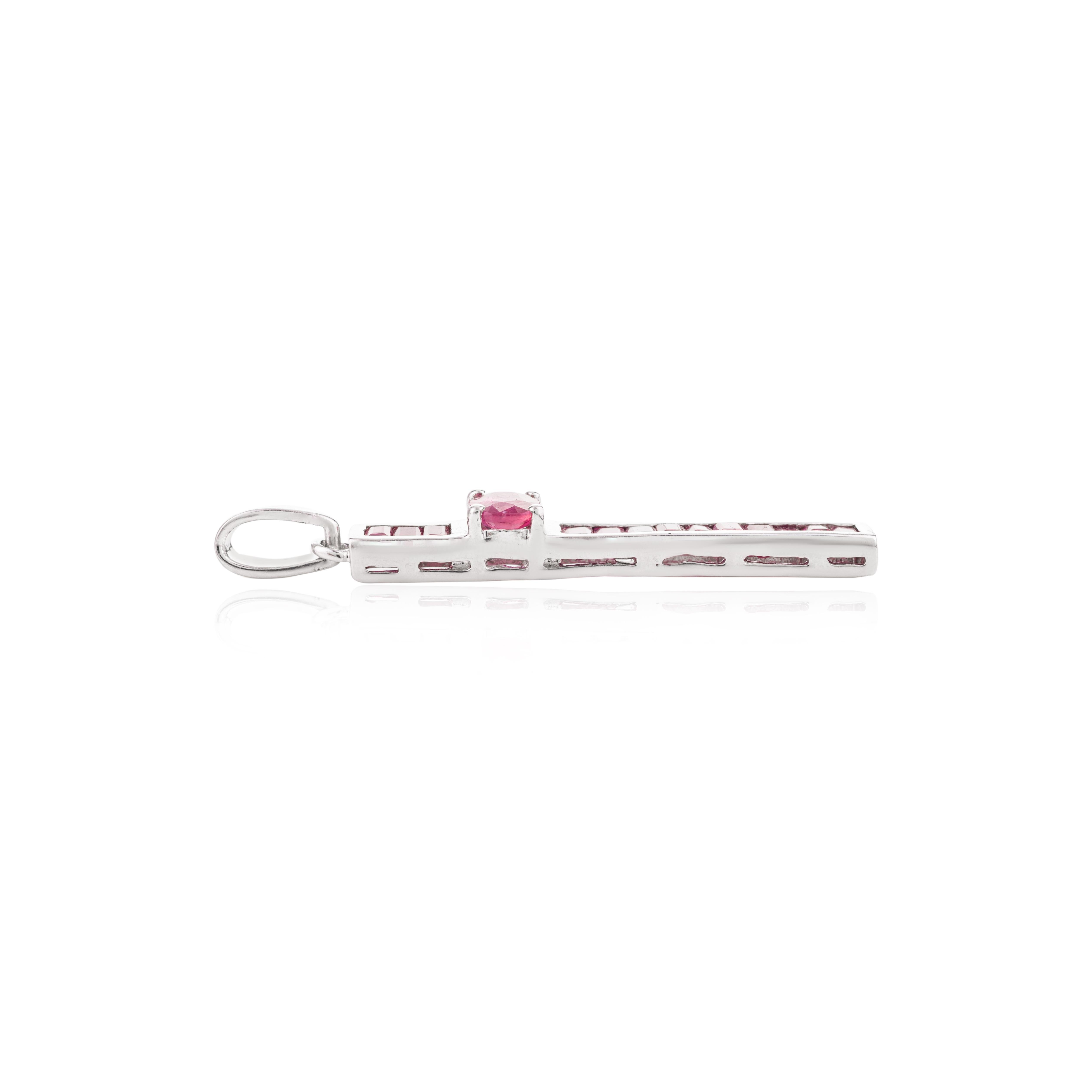 Taglio misto Ciondolo lungo in argento Sterling Silver con rubino autentico Regali Unisex in vendita