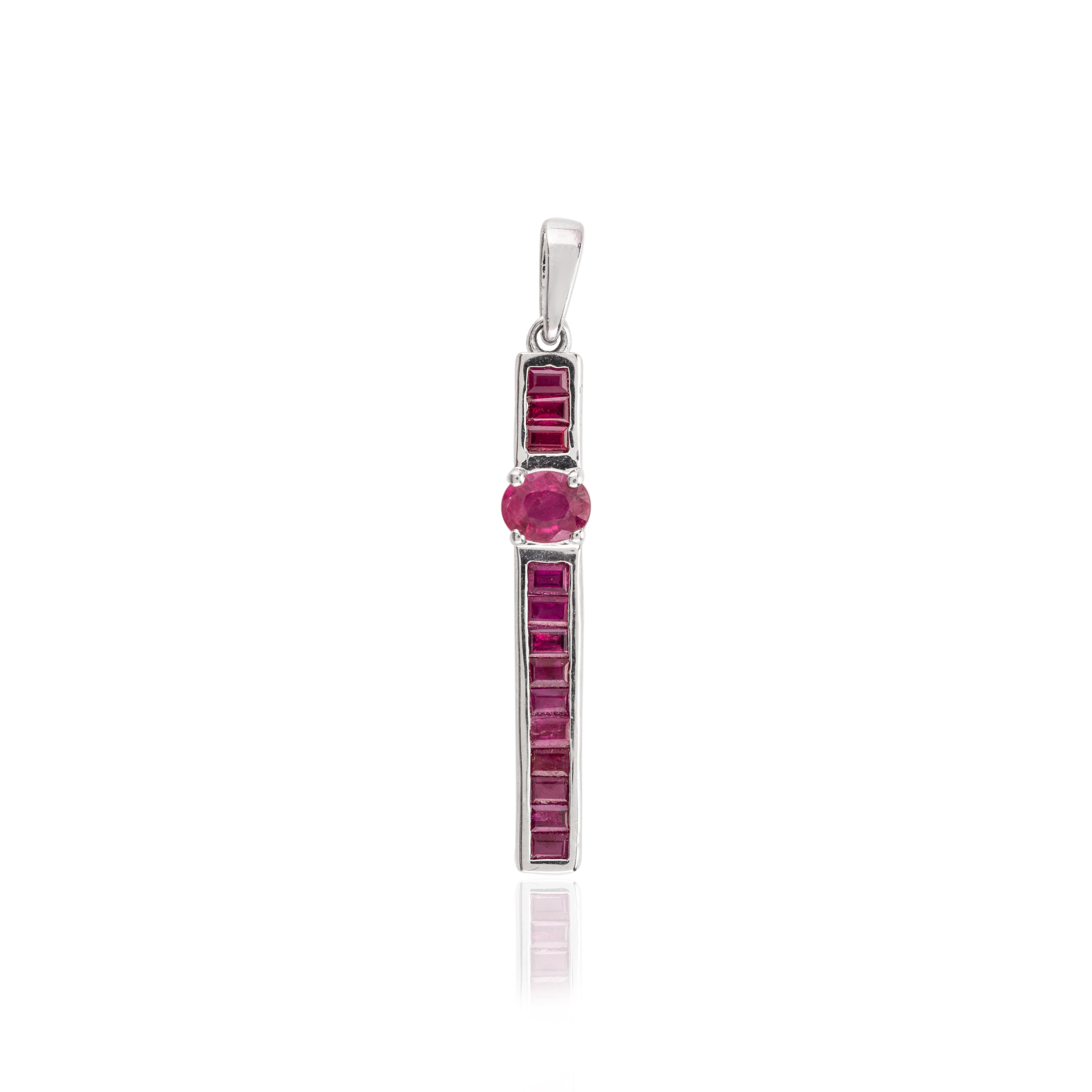 Donna Ciondolo lungo in argento Sterling Silver con rubino autentico Regali Unisex in vendita