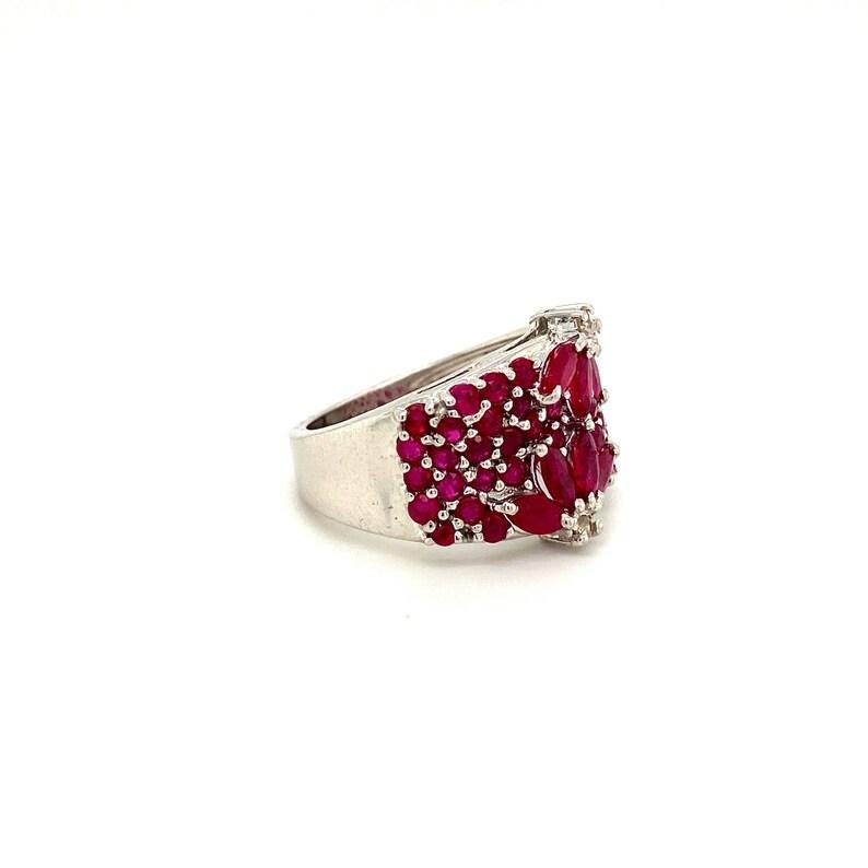 Genuine Ruby Statement Band Ring in 925 Sterling Silver, Wedding Rings For Women 3