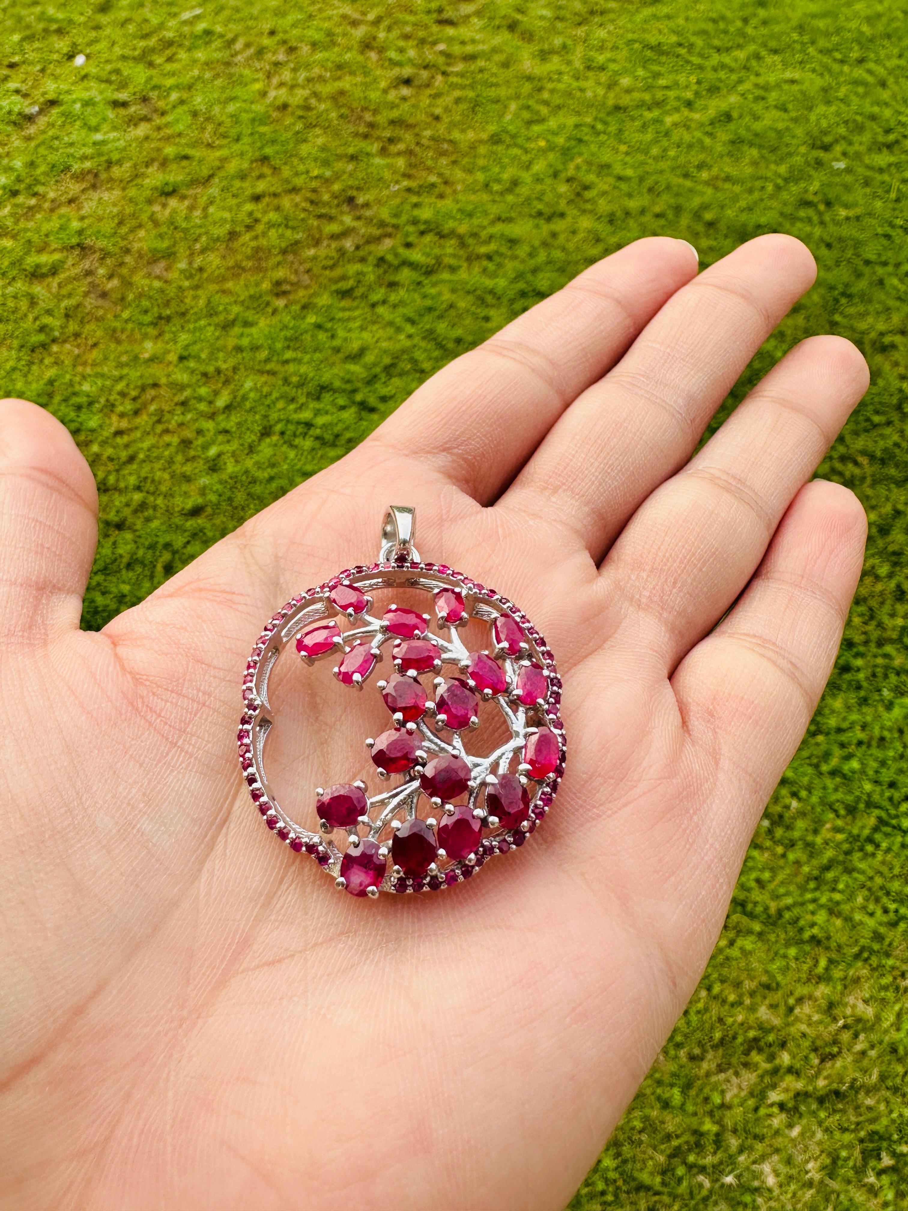 This Genuine Ruby Tree of Life Pendant is meticulously crafted from the finest materials and adorned with stunning ruby which enhances confidence, leadership qualities and attract career opportunities.
This delicate to statement pendants, suits