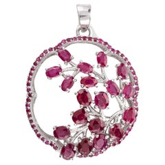 Genuine Ruby Tree of Life Pendant Crafted in Sterling Silver