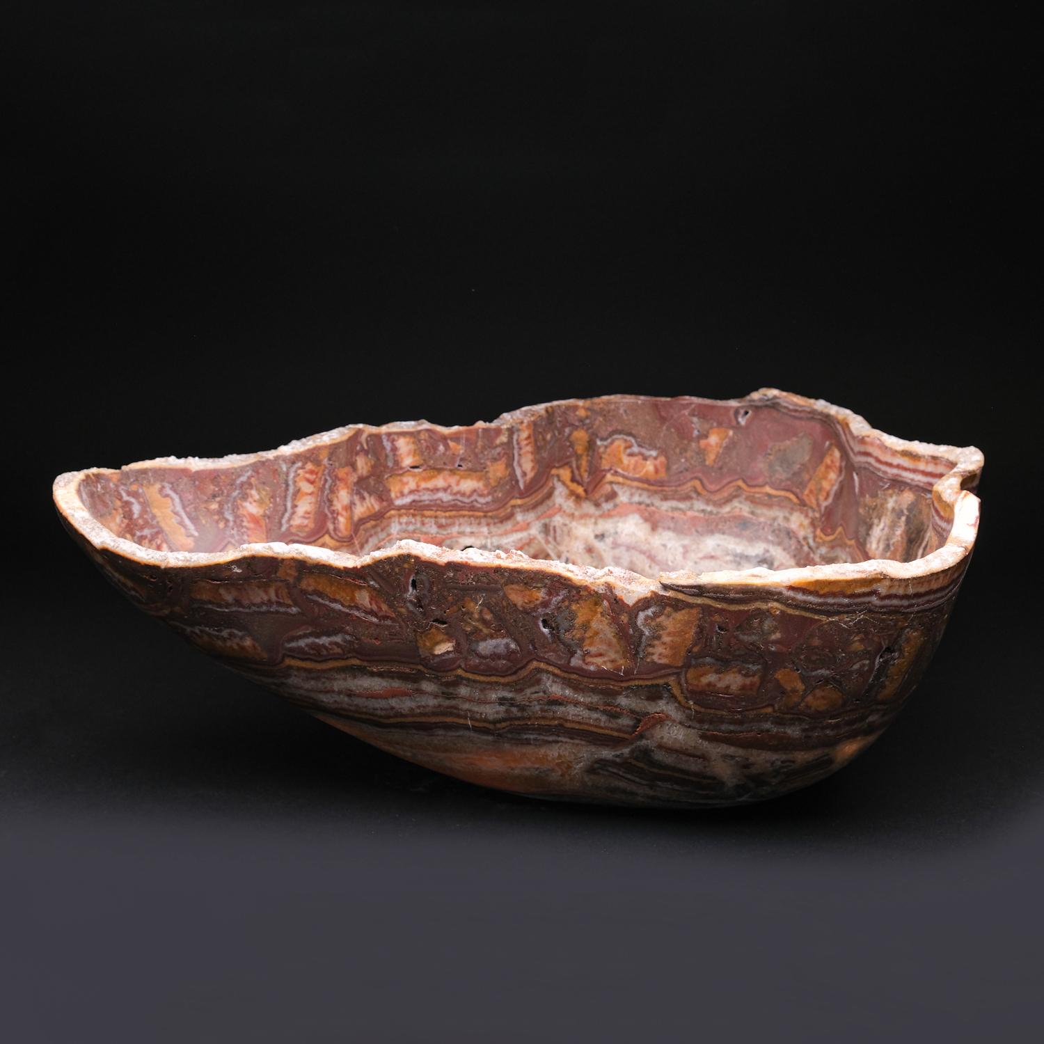 Contemporary  Polished Onyx Bowl from Mexico (14.4 Lbs) For Sale