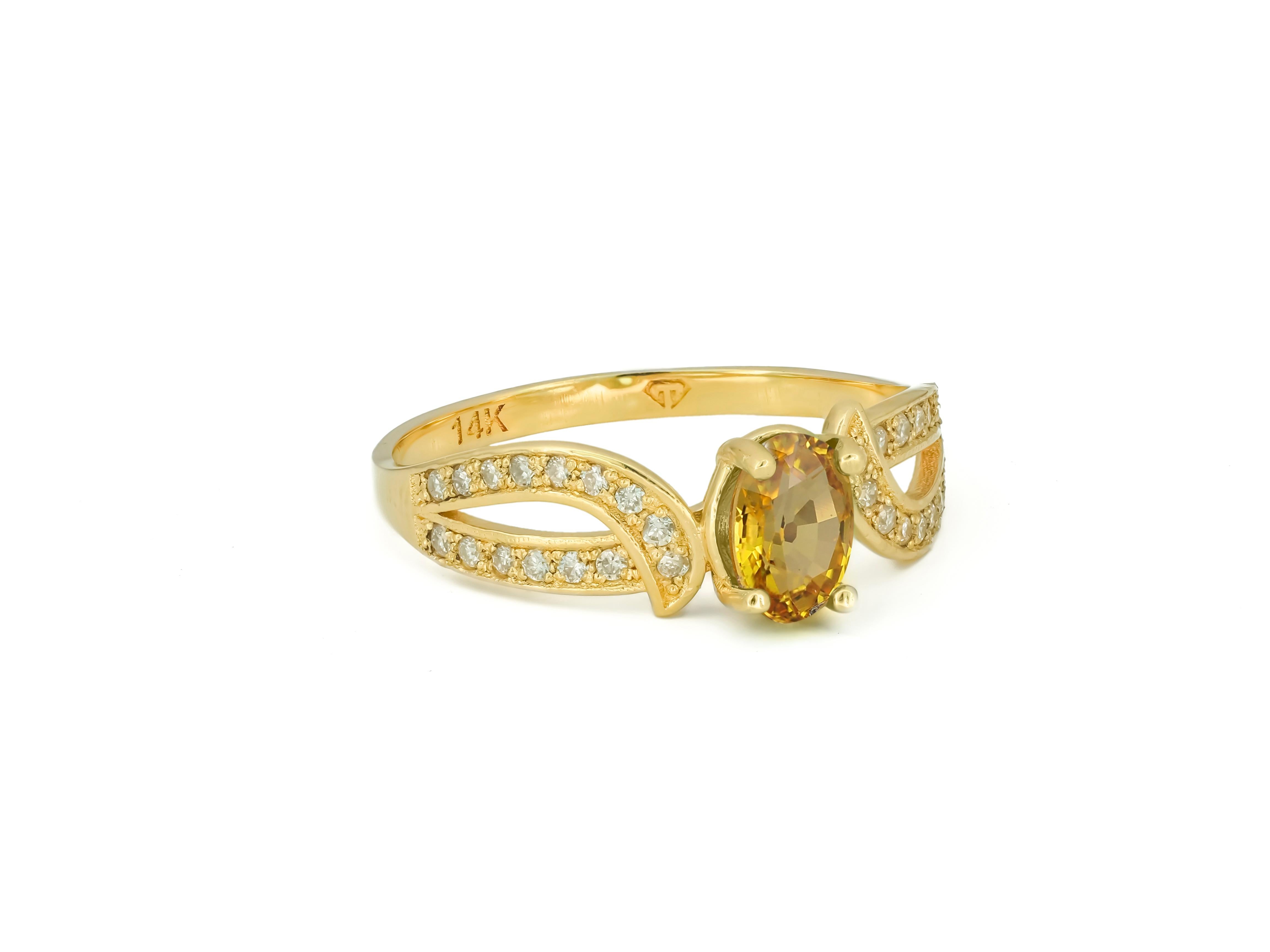 Modern Genuine sapphire 14k gold ring.  For Sale