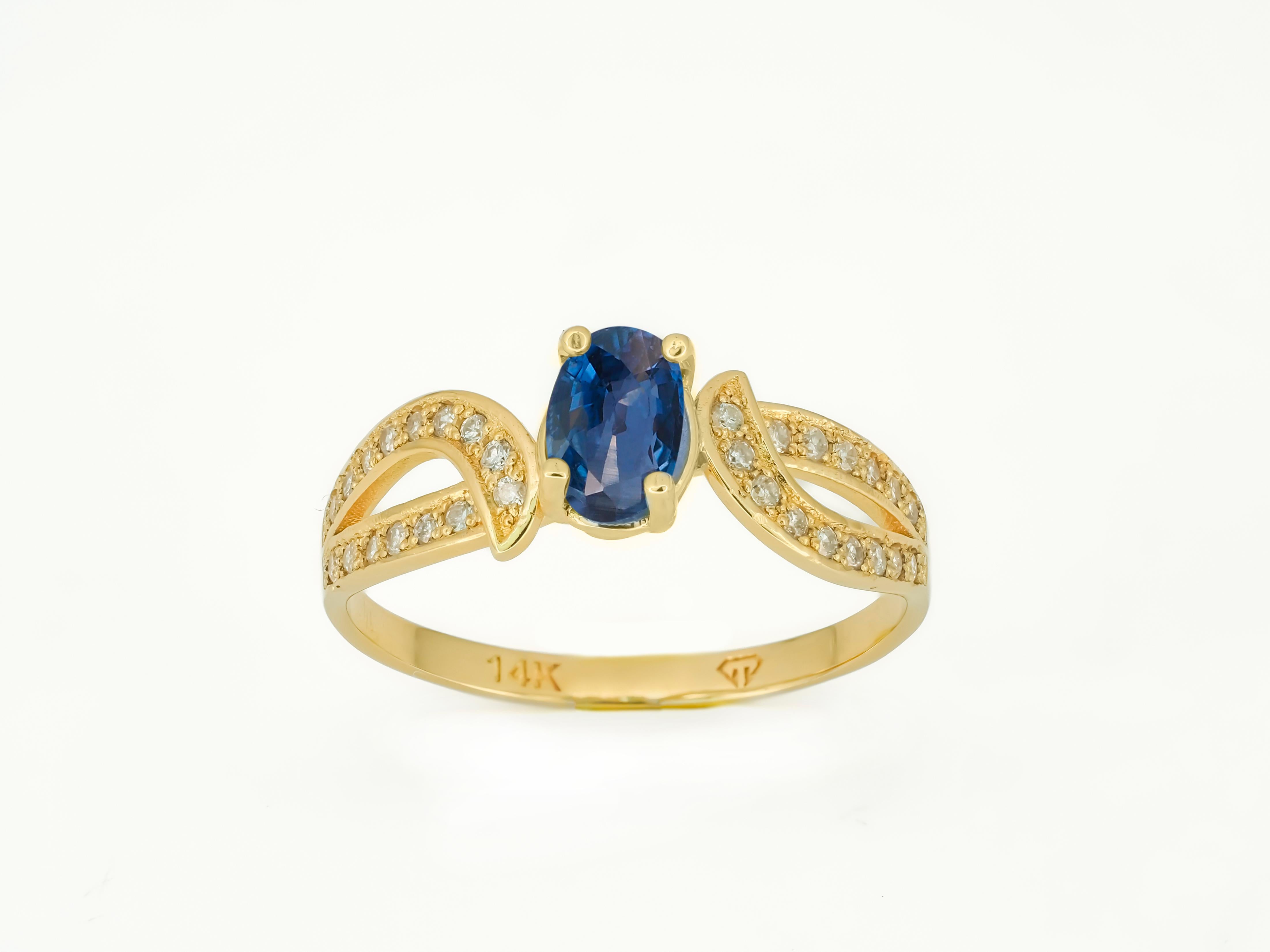 Genuine sapphire 14k gold ring.  In New Condition For Sale In Istanbul, TR