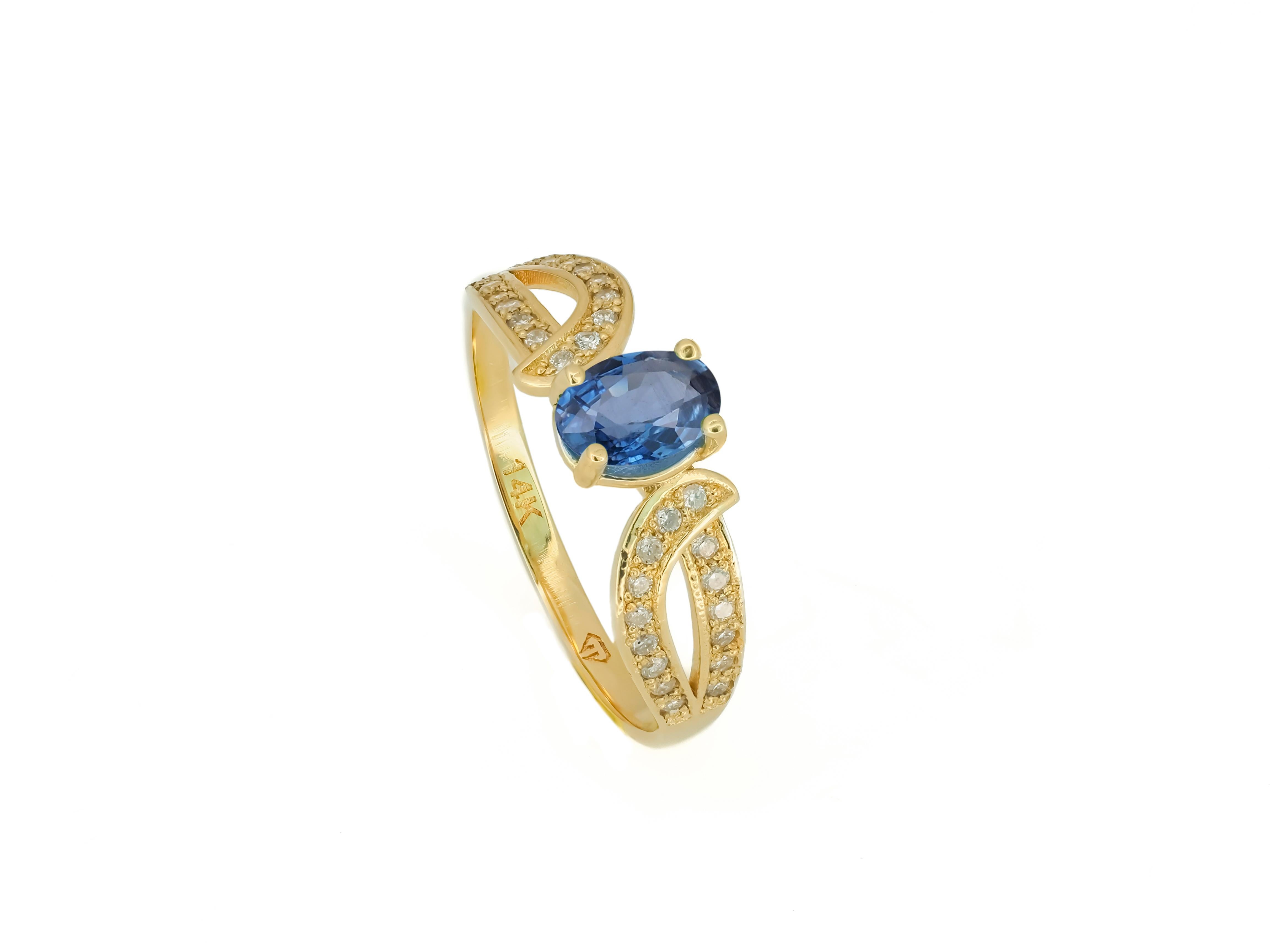 For Sale:  Genuine Sapphire 14k Gold Ring 6