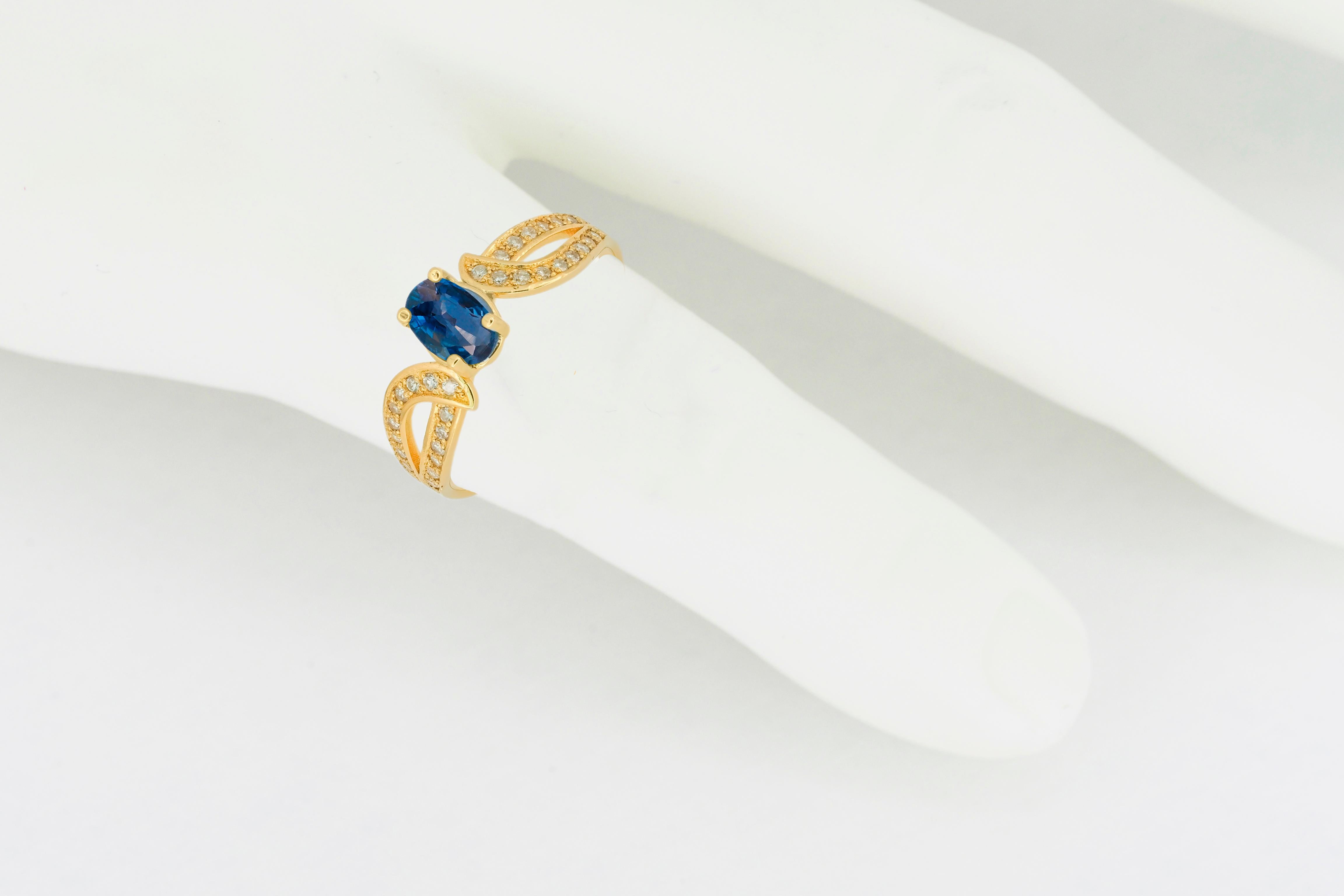 Genuine sapphire 14k gold ring.  For Sale 1