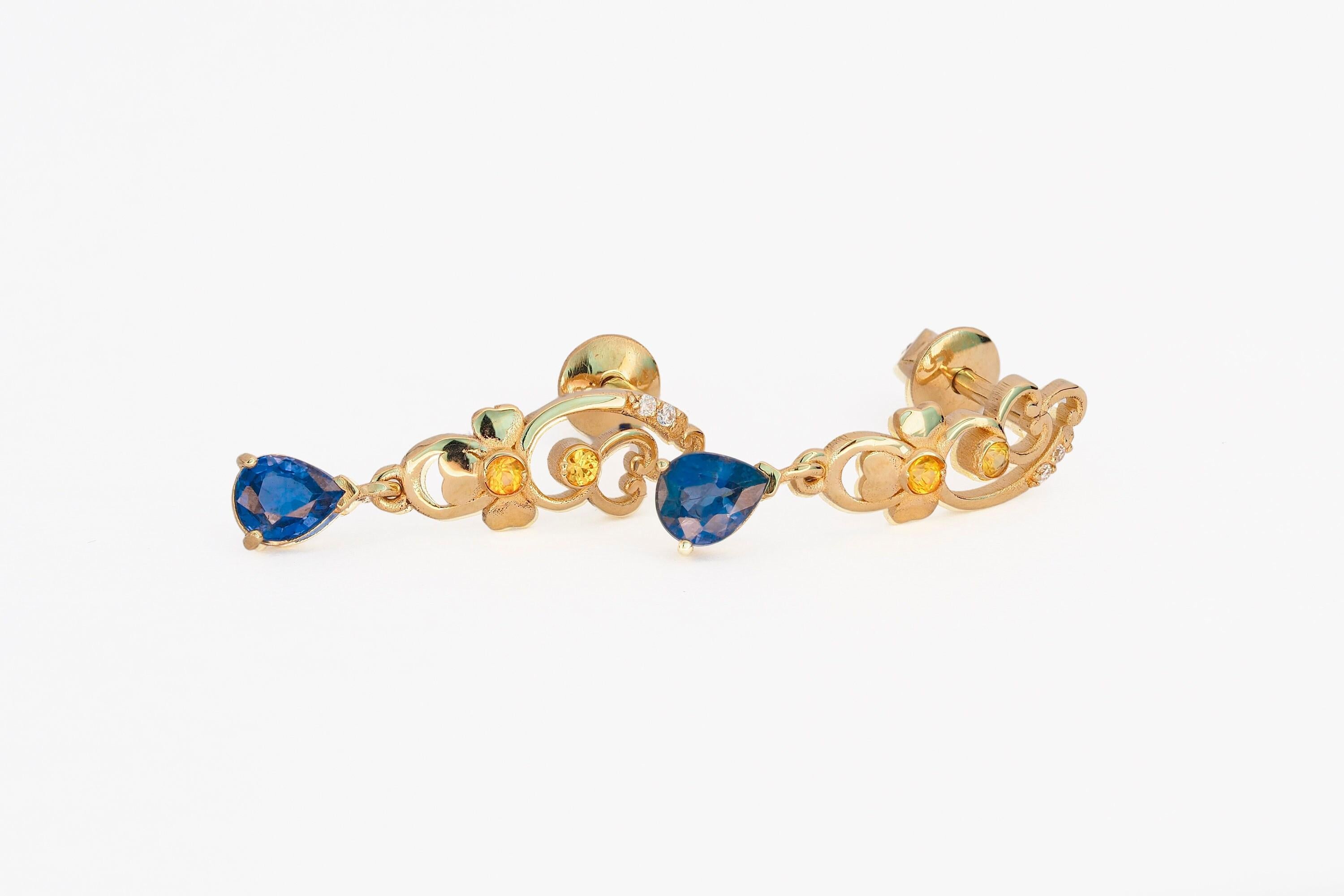 Genuine sapphire earrings studs For Sale 4
