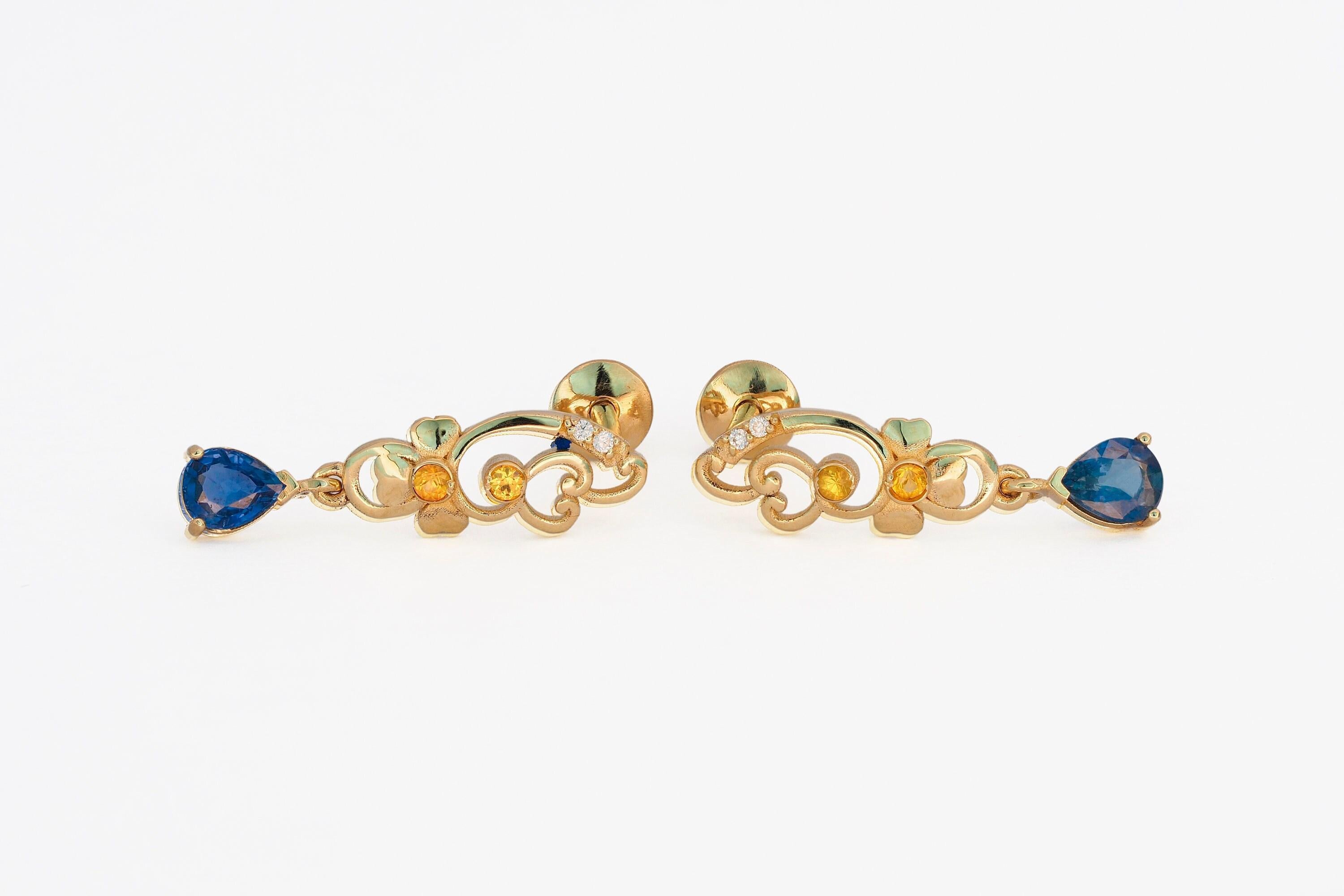 Modern Genuine sapphire earrings studs For Sale
