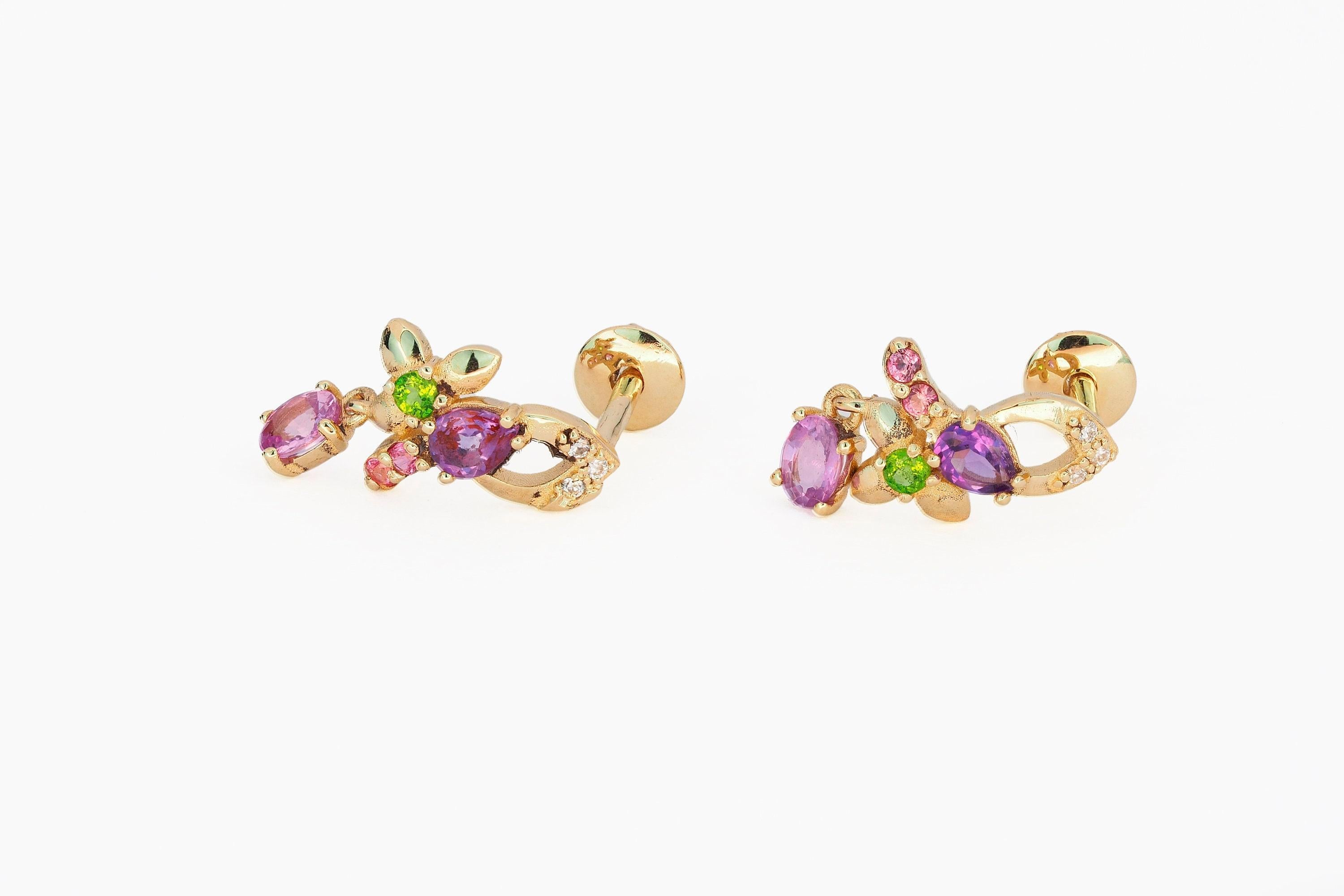 Oval Cut Genuine sapphire earrings studs For Sale