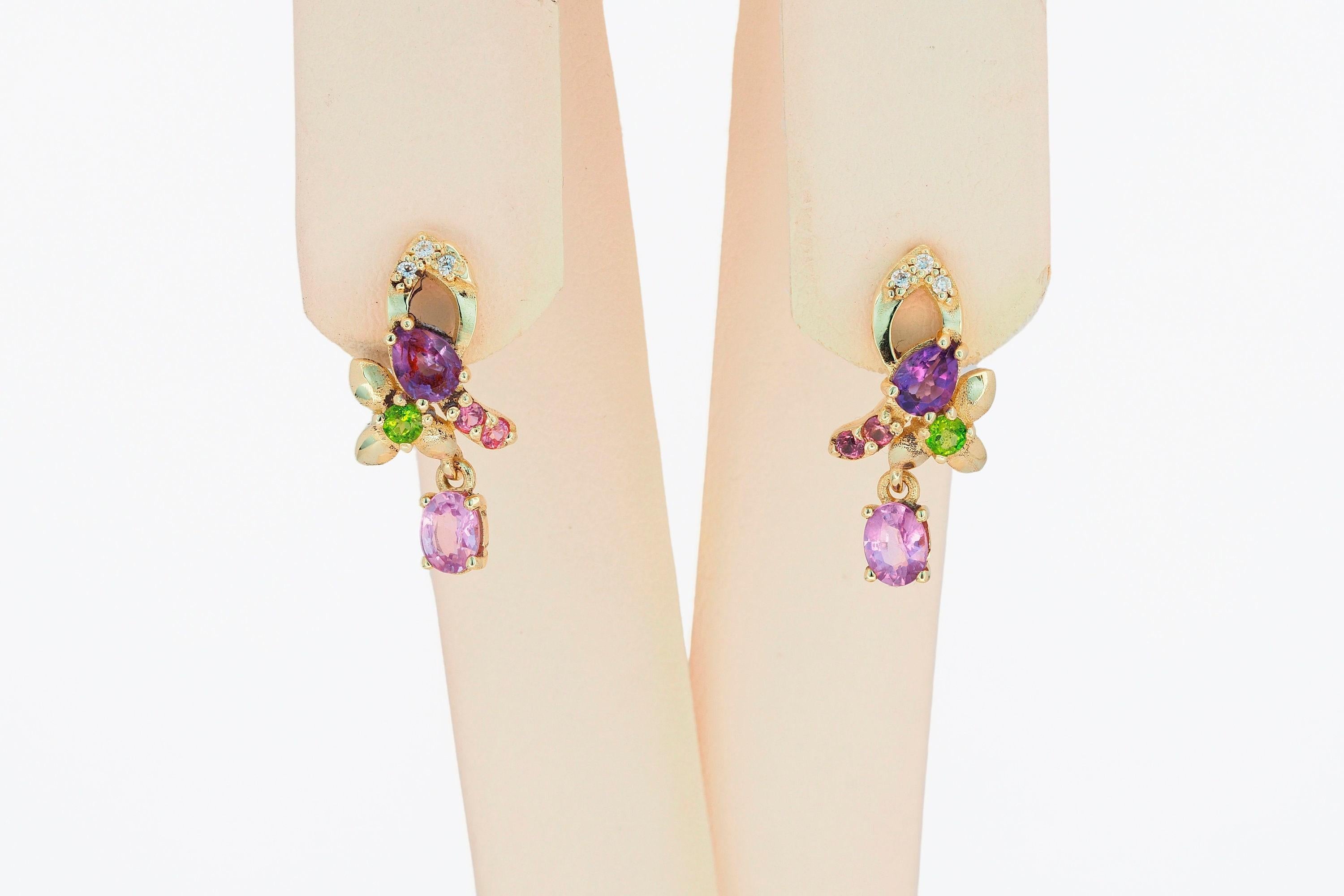 Genuine sapphire earrings studs In New Condition For Sale In Istanbul, TR