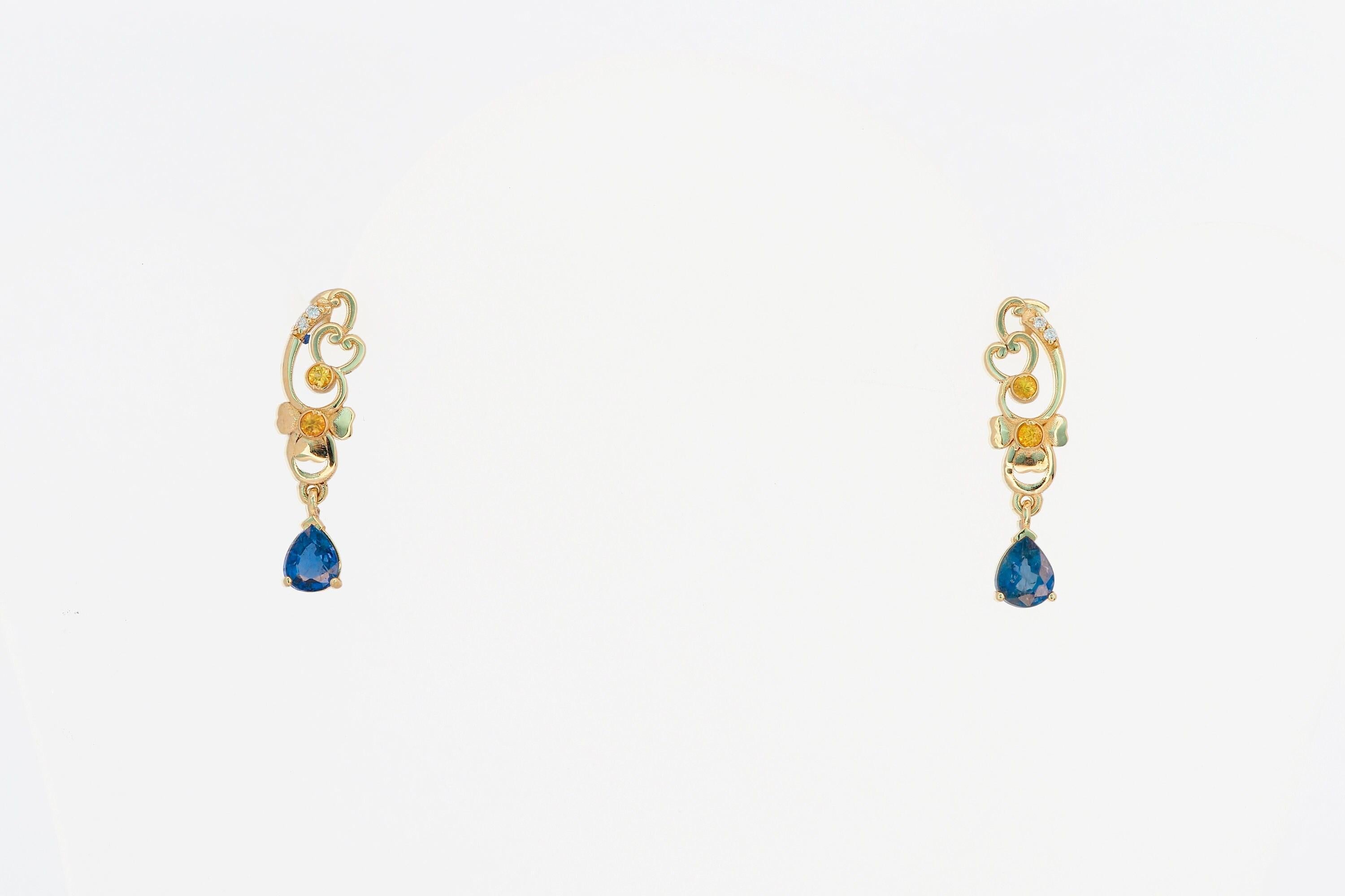 Genuine sapphire earrings studs In New Condition For Sale In Istanbul, TR