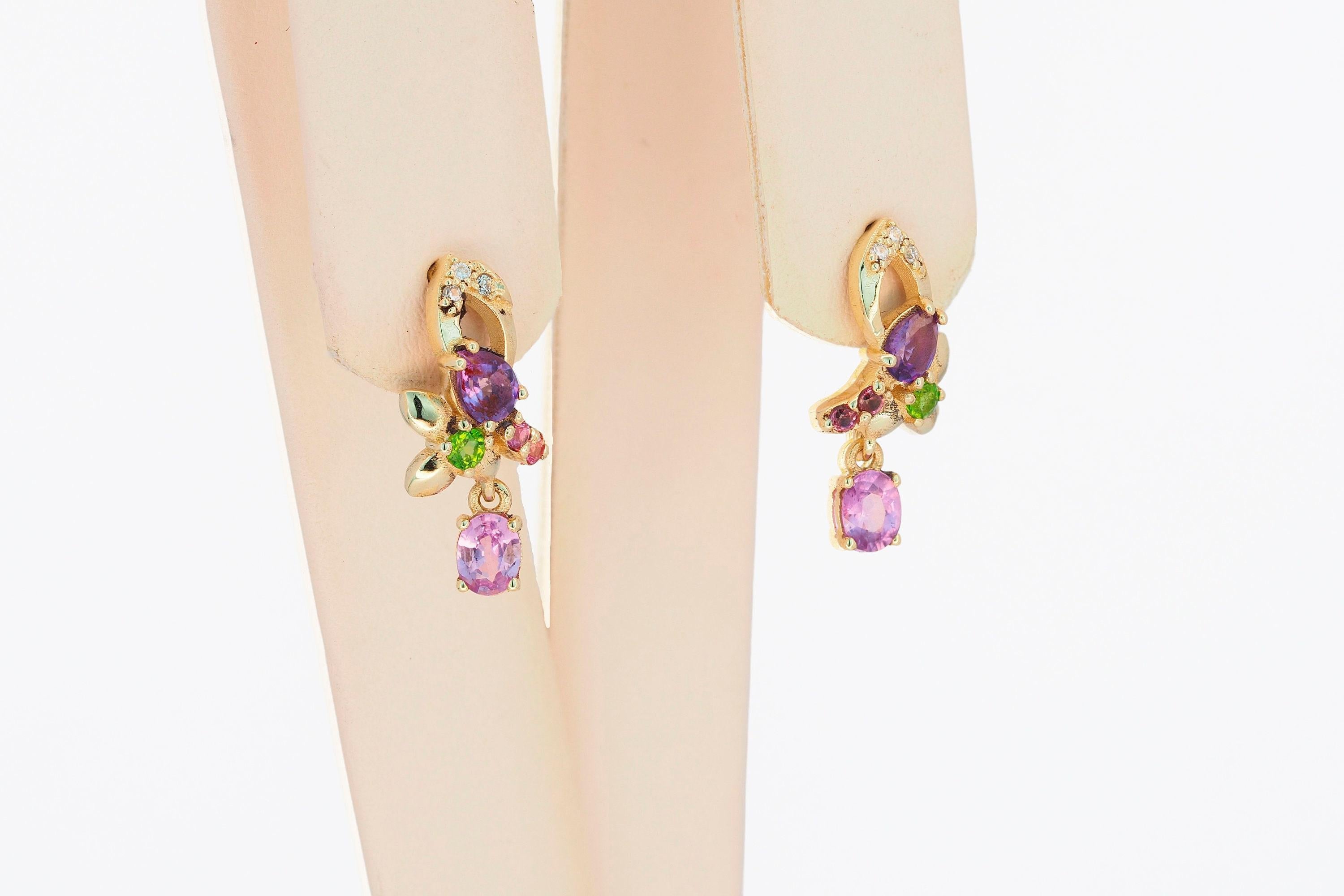 Women's Genuine sapphire earrings studs For Sale