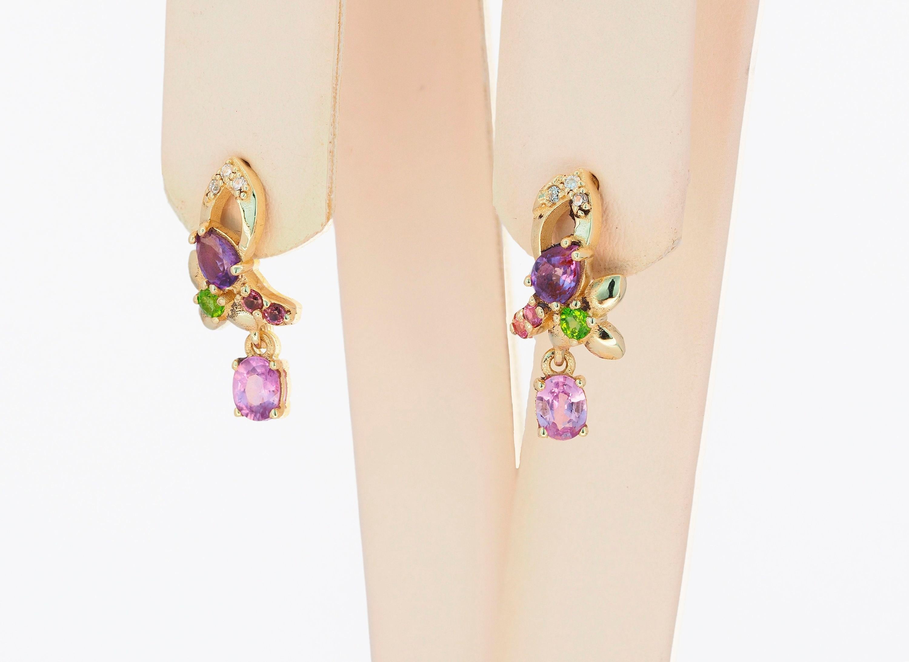 Genuine sapphire earrings studs For Sale 1
