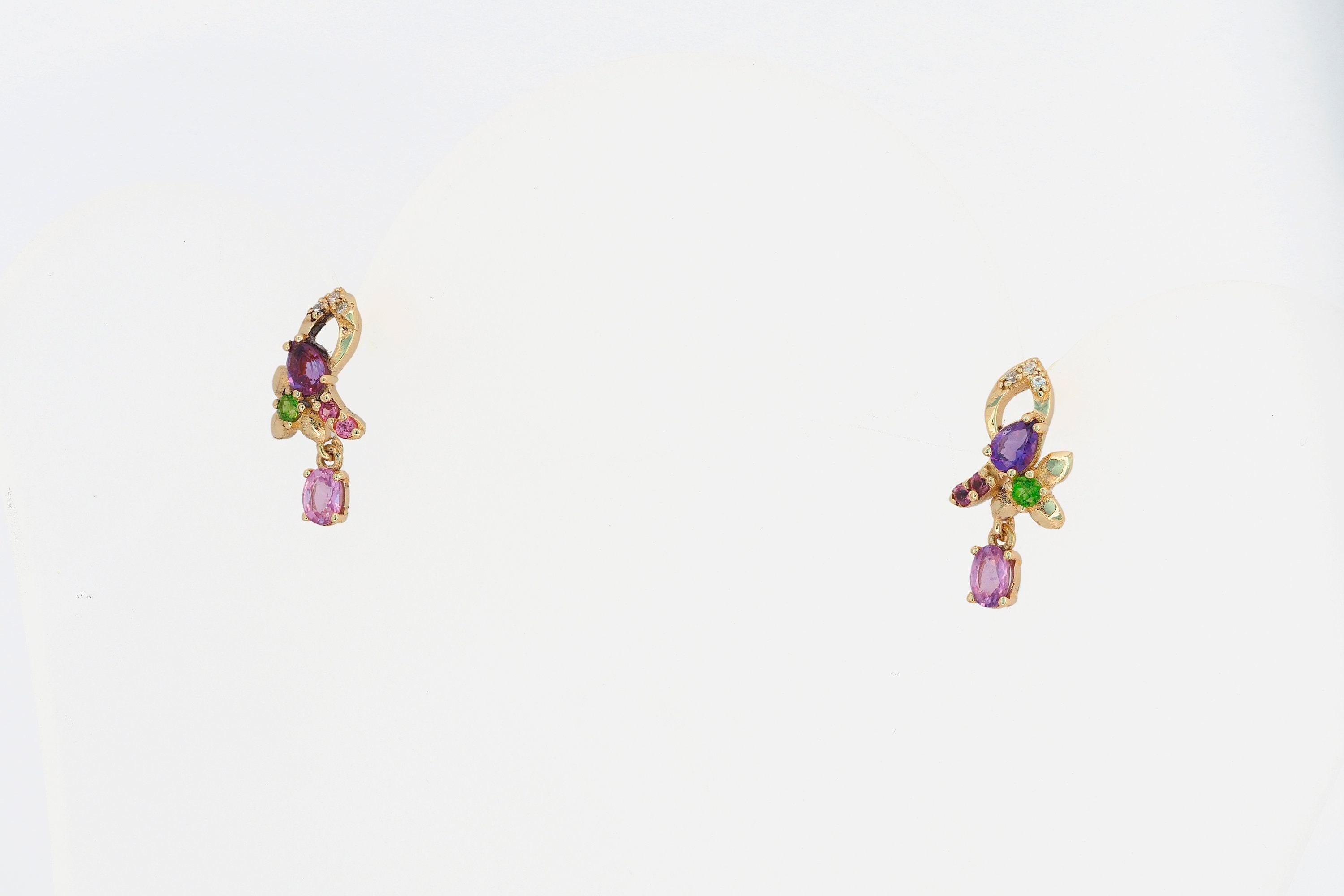Genuine sapphire earrings studs For Sale 2