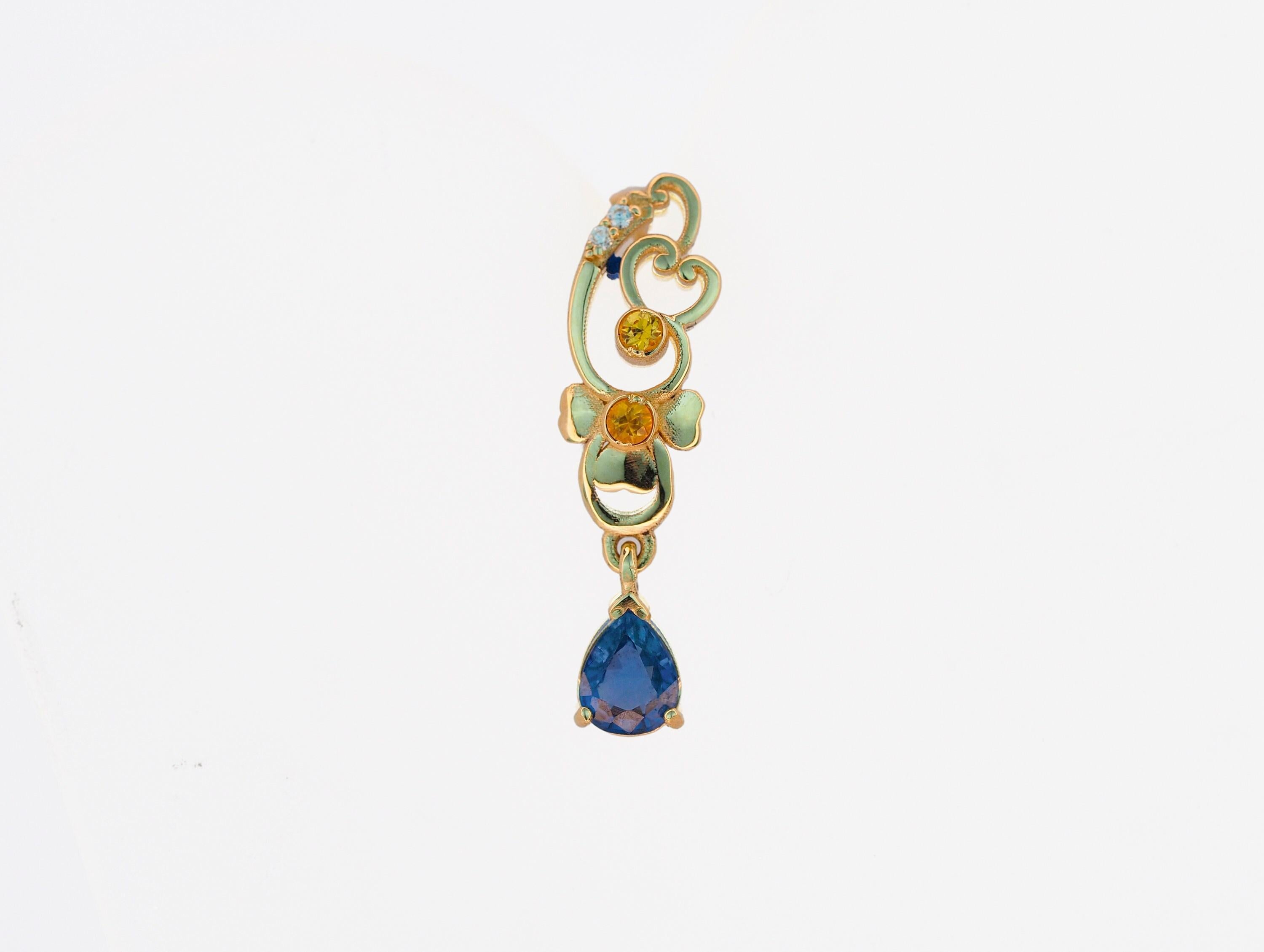 Genuine sapphire earrings studs For Sale 3