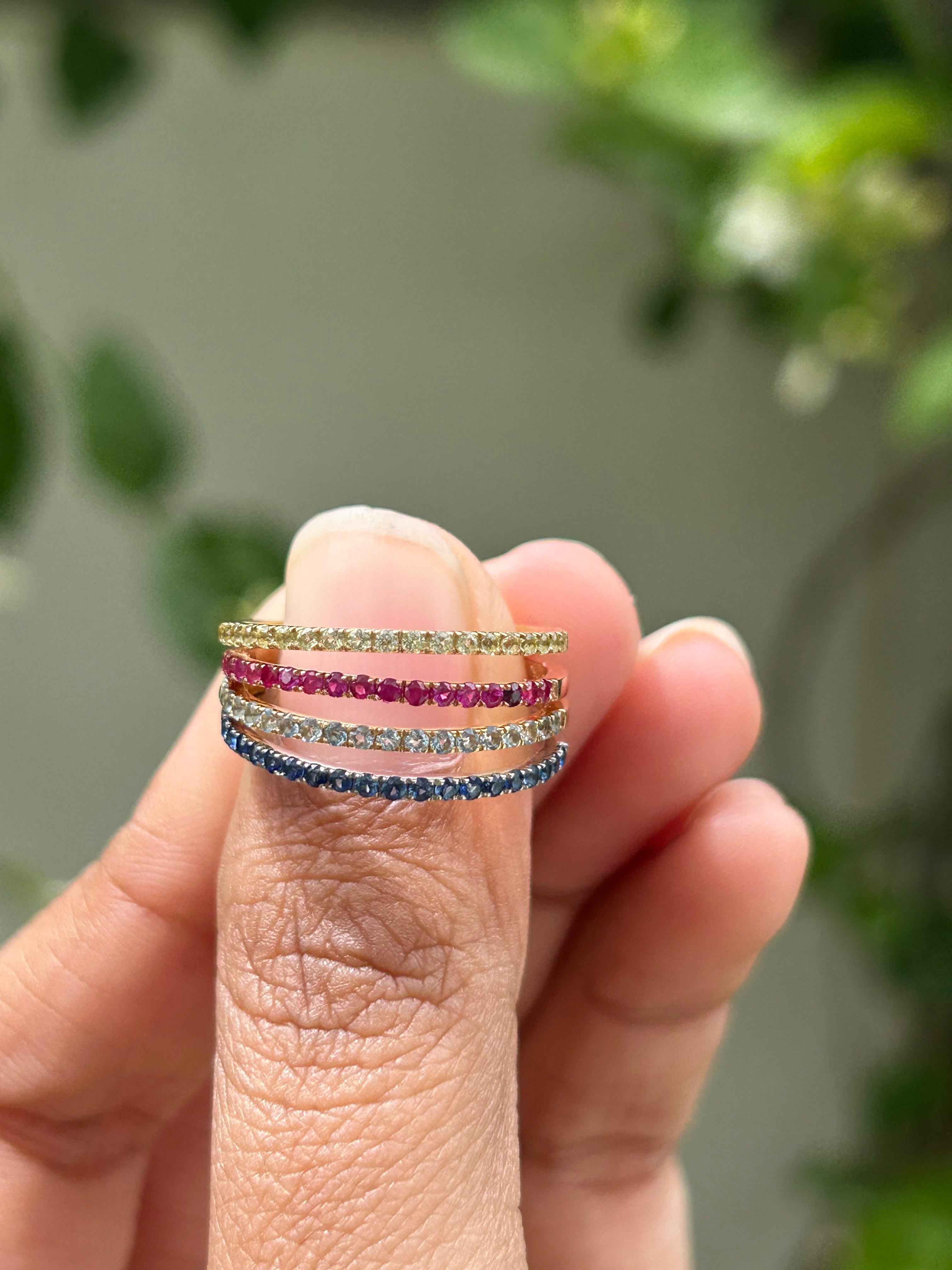 For Sale:  Genuine Sapphire Stackable Half Eternity Band Ring in 18k Solid White Gold 14
