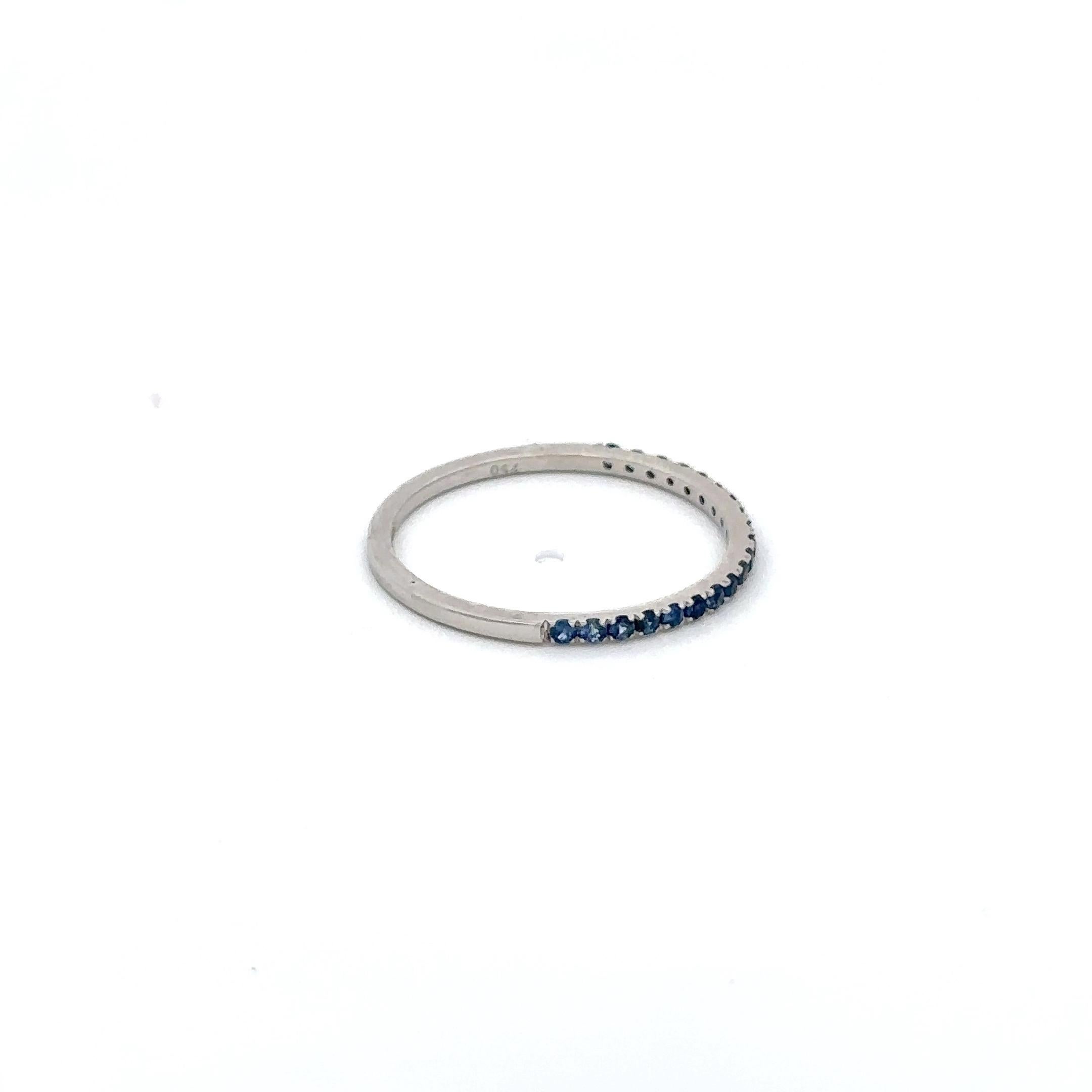 For Sale:  Genuine Sapphire Stackable Half Eternity Band Ring in 18k Solid White Gold 5