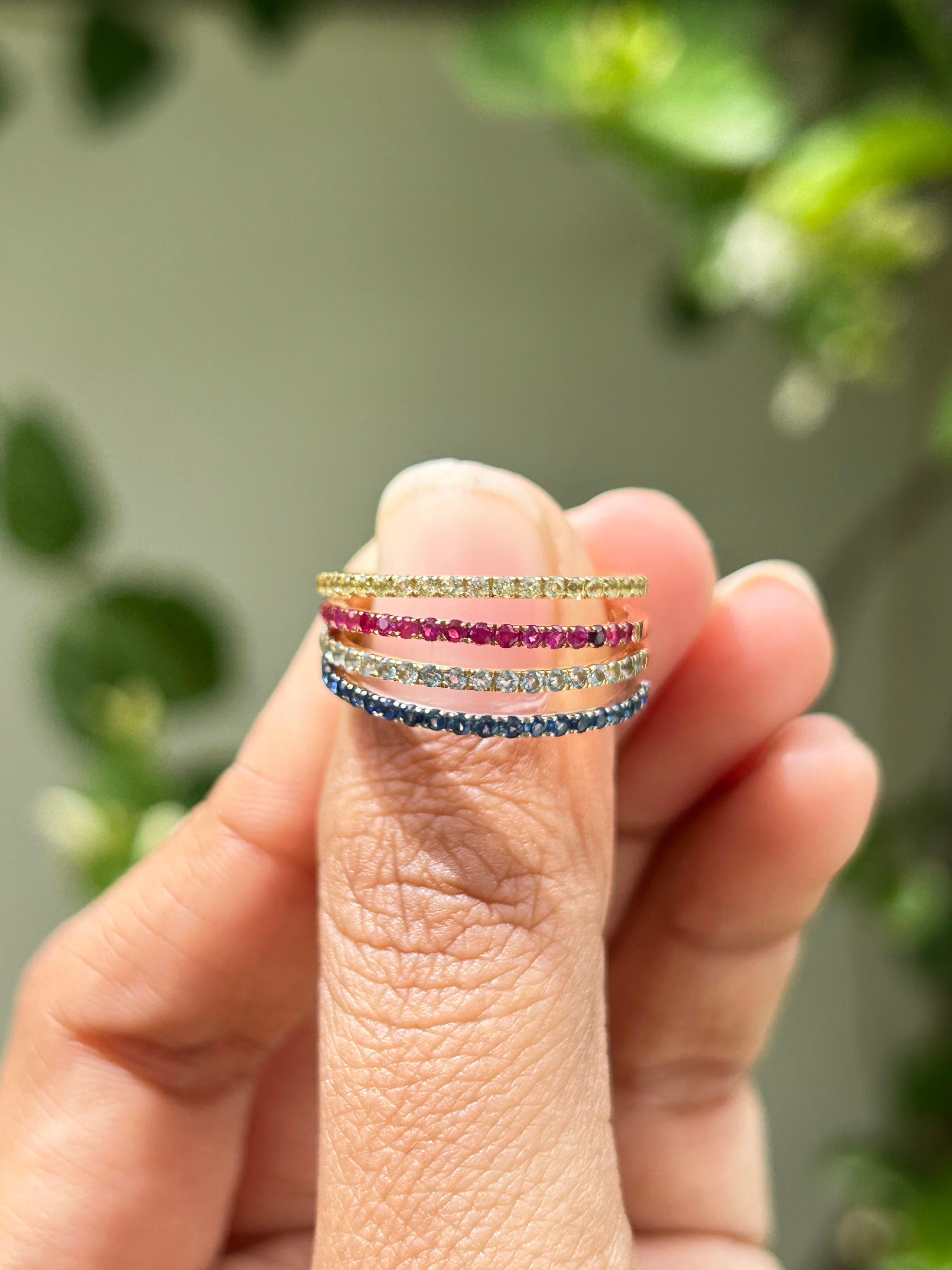 For Sale:  Genuine Sapphire Stackable Half Eternity Band Ring in 18k Solid White Gold 6