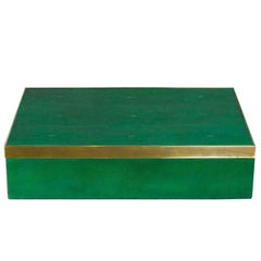 Genuine Shagreen Extra Large Box in Vibrant Green with Brass Trim