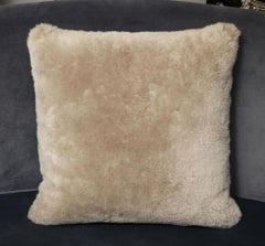 Custom Genuine Shearling Pillow in Taupe Color