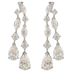 Genuine SI/H 2.46 Ct Diamond Dangle Drop Earrings 18k White Gold Jewelry