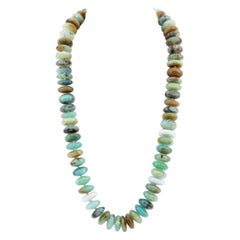 Genuine Signed Tiffany & Co Jasper Rondelle Bead Necklace 18k Gold Clasp, Rare