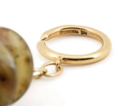 Genuine Signed Tiffany & Co Jasper Rondelle Bead Necklace 18k Gold Clasp, Rare