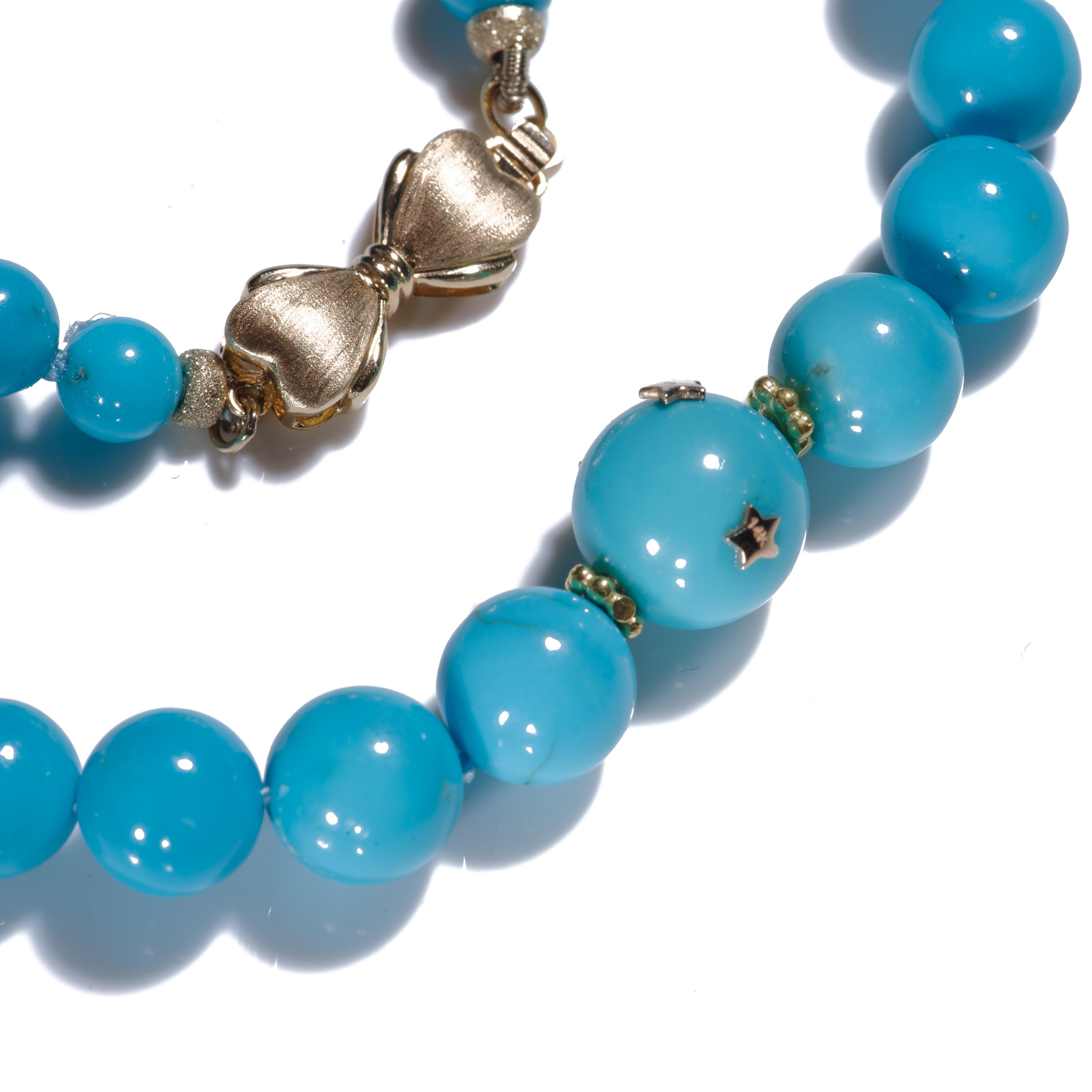 Moderne Collier en or 14K avec turquoise Véritable Belle au Bois Dormant en vente