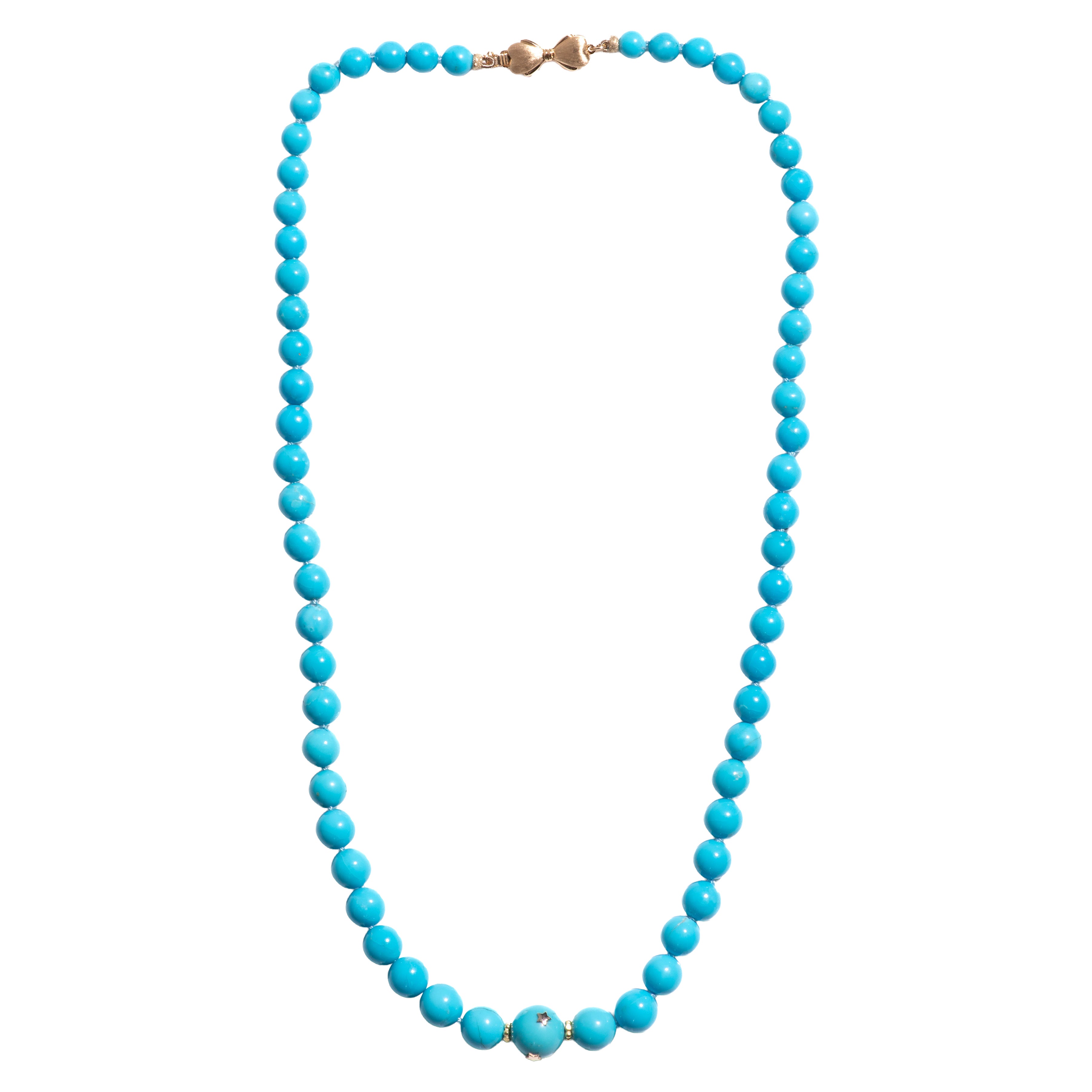 Genuine Sleeping Beauty Turquoise 14K Gold Necklace