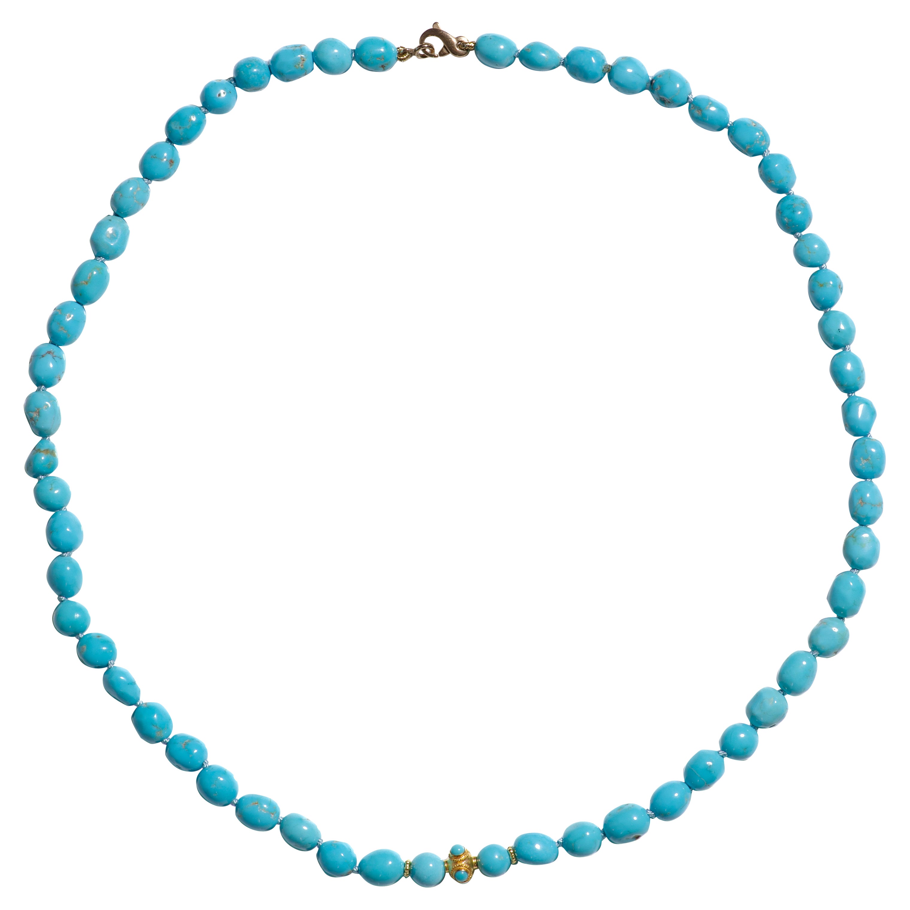 Collier en or 18K avec diamants et turquoise véritable "Sleeping Beauty" (Belle au bois dormant) en vente