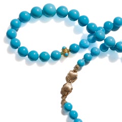 Genuine Sleeping Beauty Turquoise 18K Gold Necklace