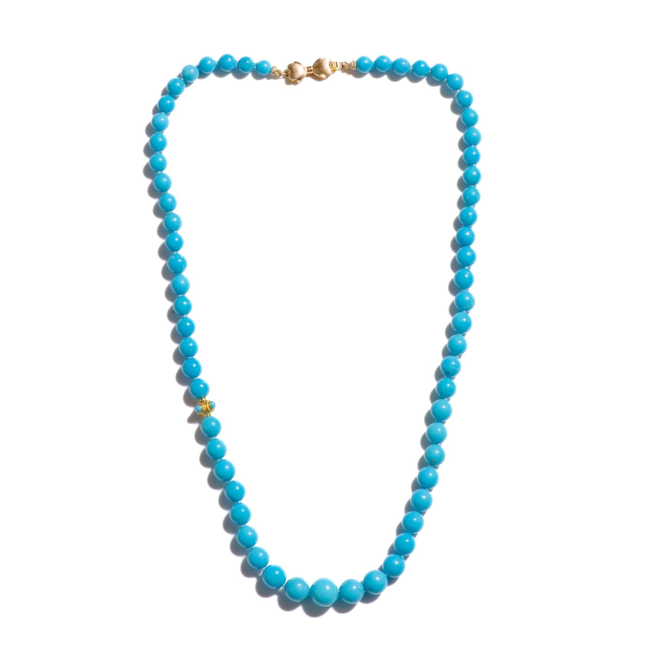 Collar de oro de 18 quilates con Turquesa Bella Durmiente auténtica Moderno en venta