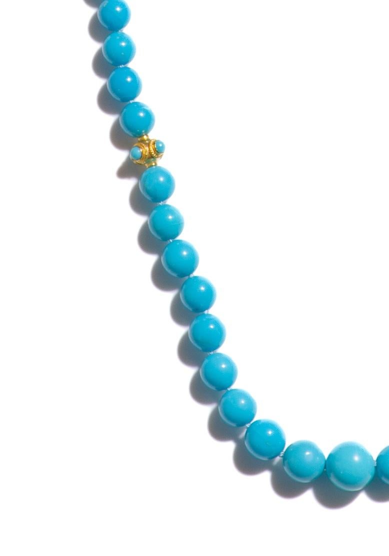 Collar de oro de 18 quilates con Turquesa Bella Durmiente auténtica Cuenta en venta