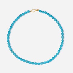 Genuine Sleeping Beauty Turquoise 18K Gold Necklace