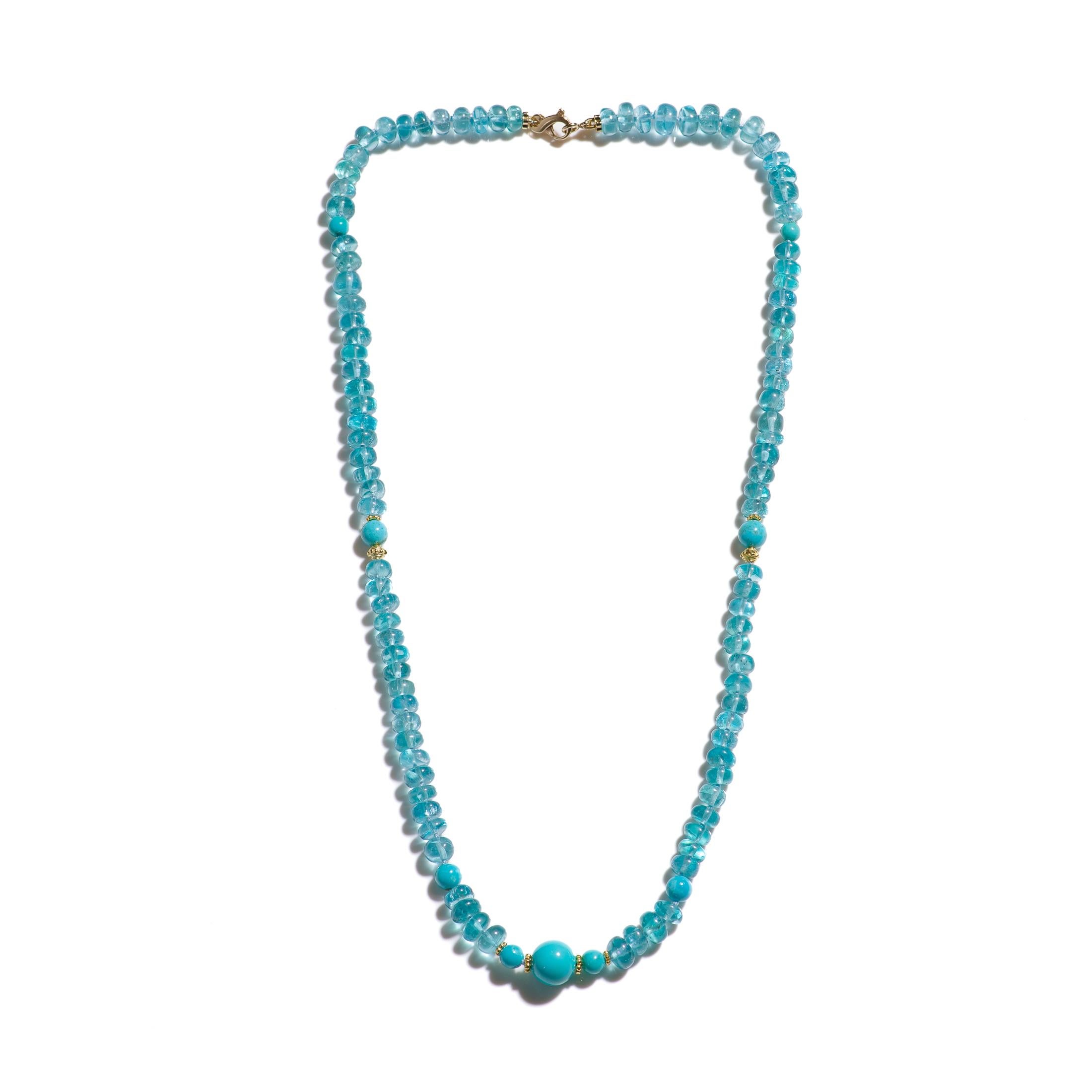 Collana in oro con turchese autentico della Bella Addormentata e apatite di Paraiba In condizioni Nuovo in vendita a GOES, NL