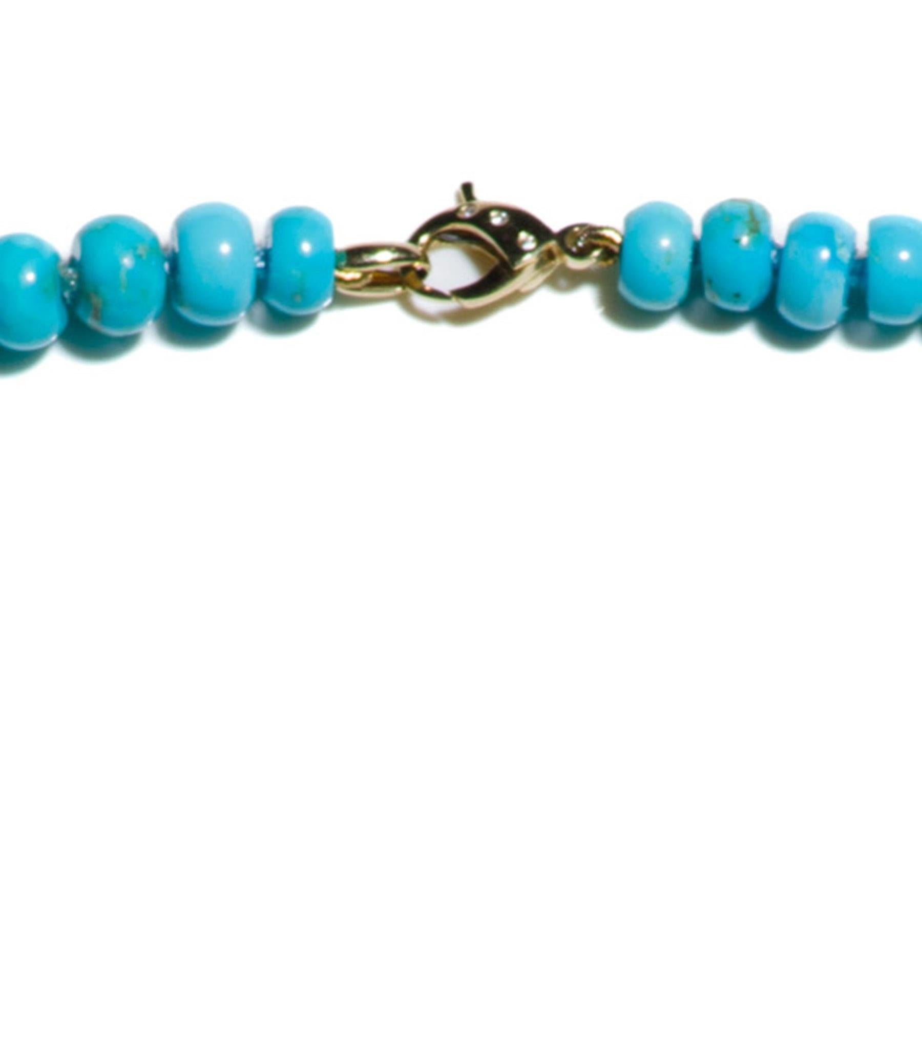 Genuine Arizona Sleeping Beauty Turquoise Diamond Beaded Necklace In New Condition For Sale In GOES, NL
