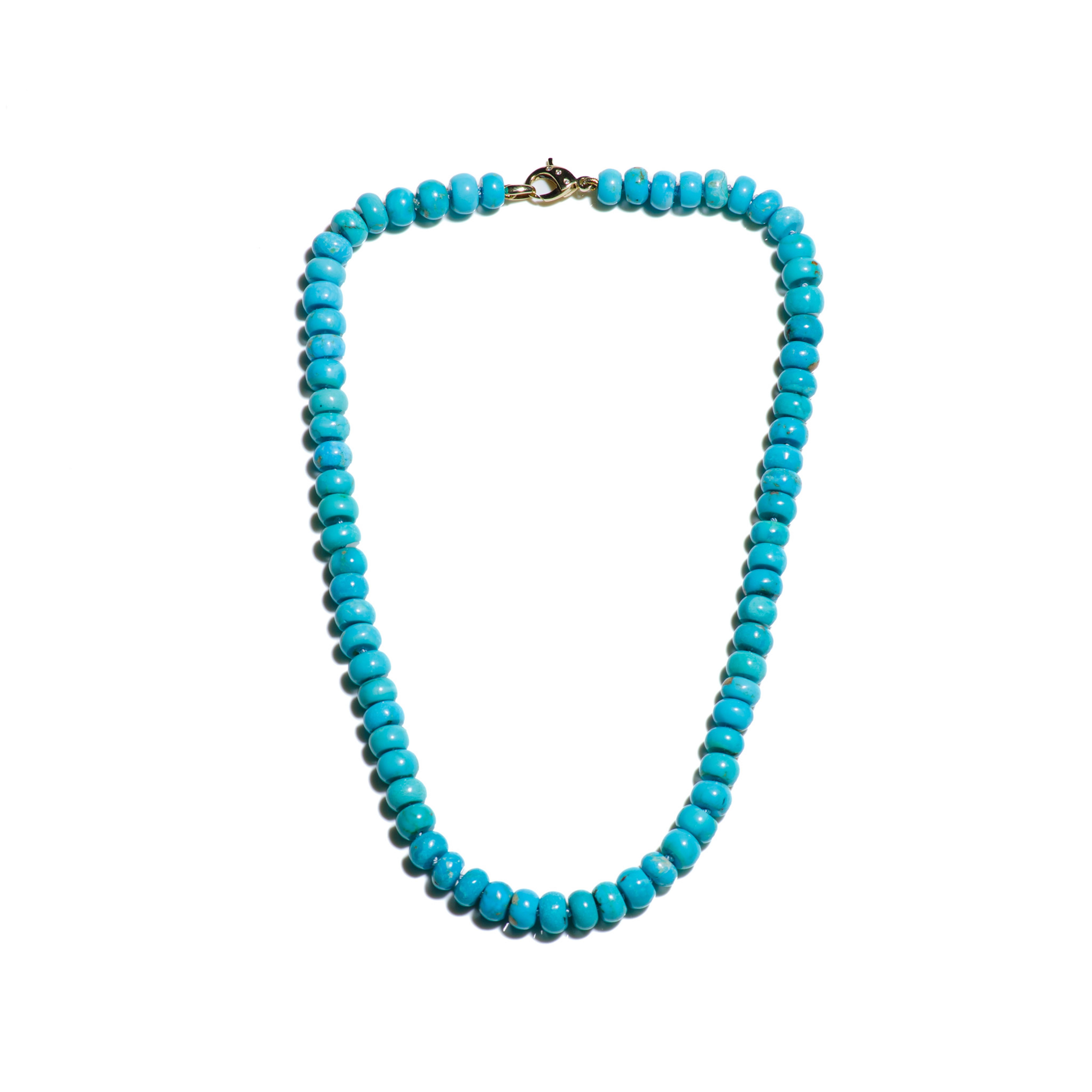 Genuine Arizona Sleeping Beauty Turquoise Diamond Beaded Necklace For Sale 1