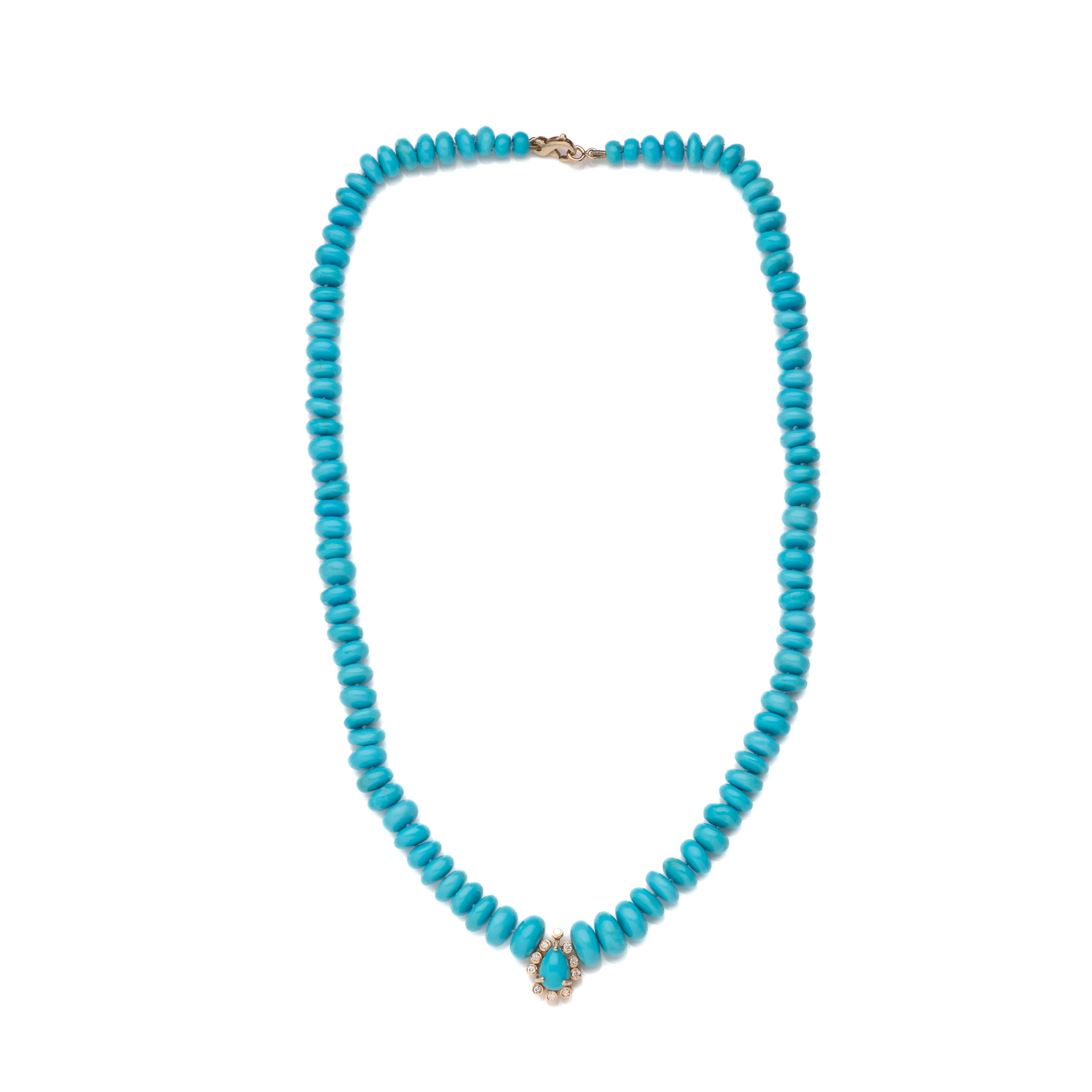 Rara collana di turchesi della Bella Addormentata in oro giallo 14 carati con diamante centrale

Scopri l'eleganza senza tempo di questa rara collana in turchese della Bella Addormentata, un vero pezzo da collezione. Rinomato per il suo colore blu