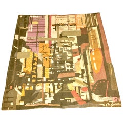 Genuine Small 1950 Tapestry in Coton by Les Tissages d'art de Lys Signed