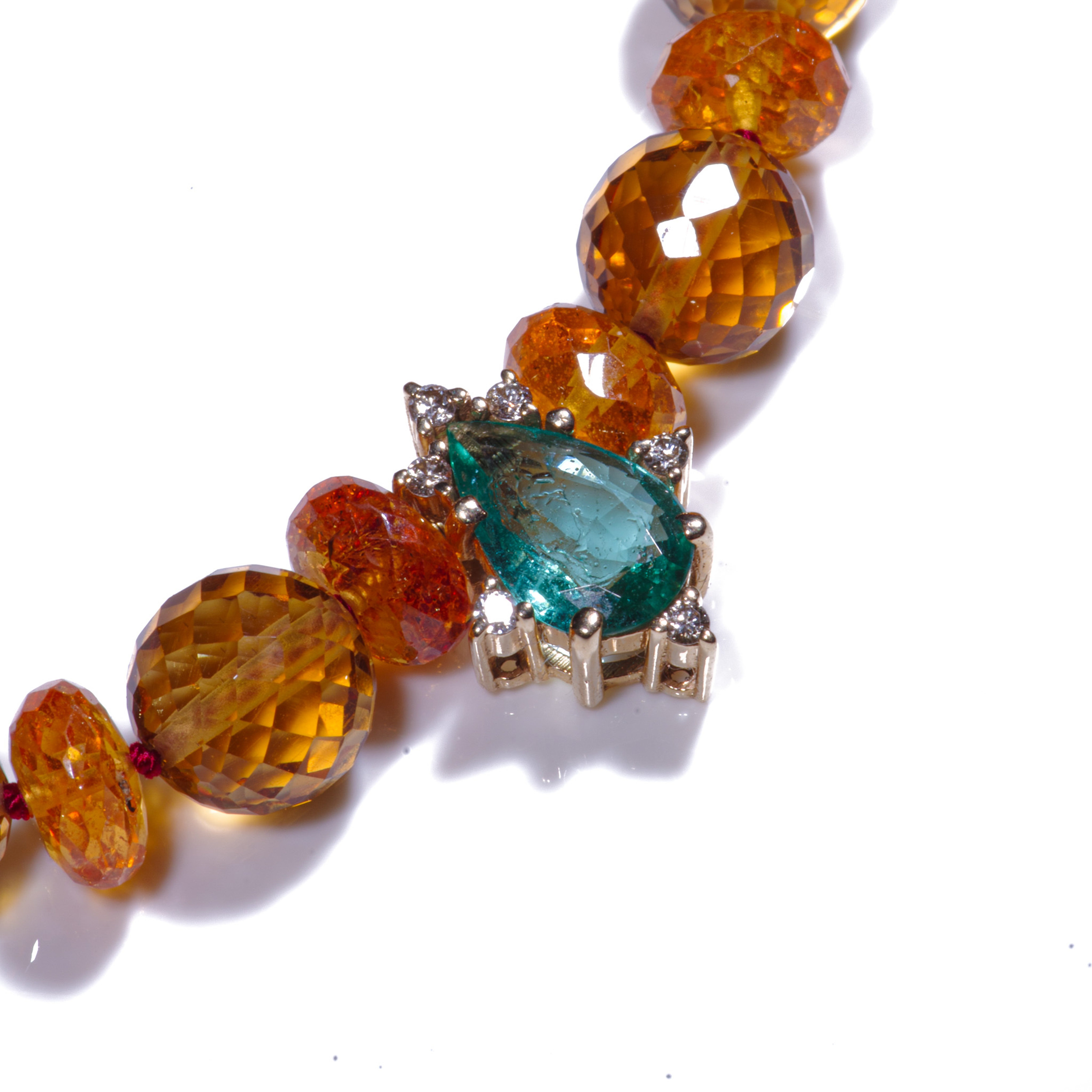 Collar de citrino auténtico brillante y diamante esmeralda de Zambia Corte brillante en venta