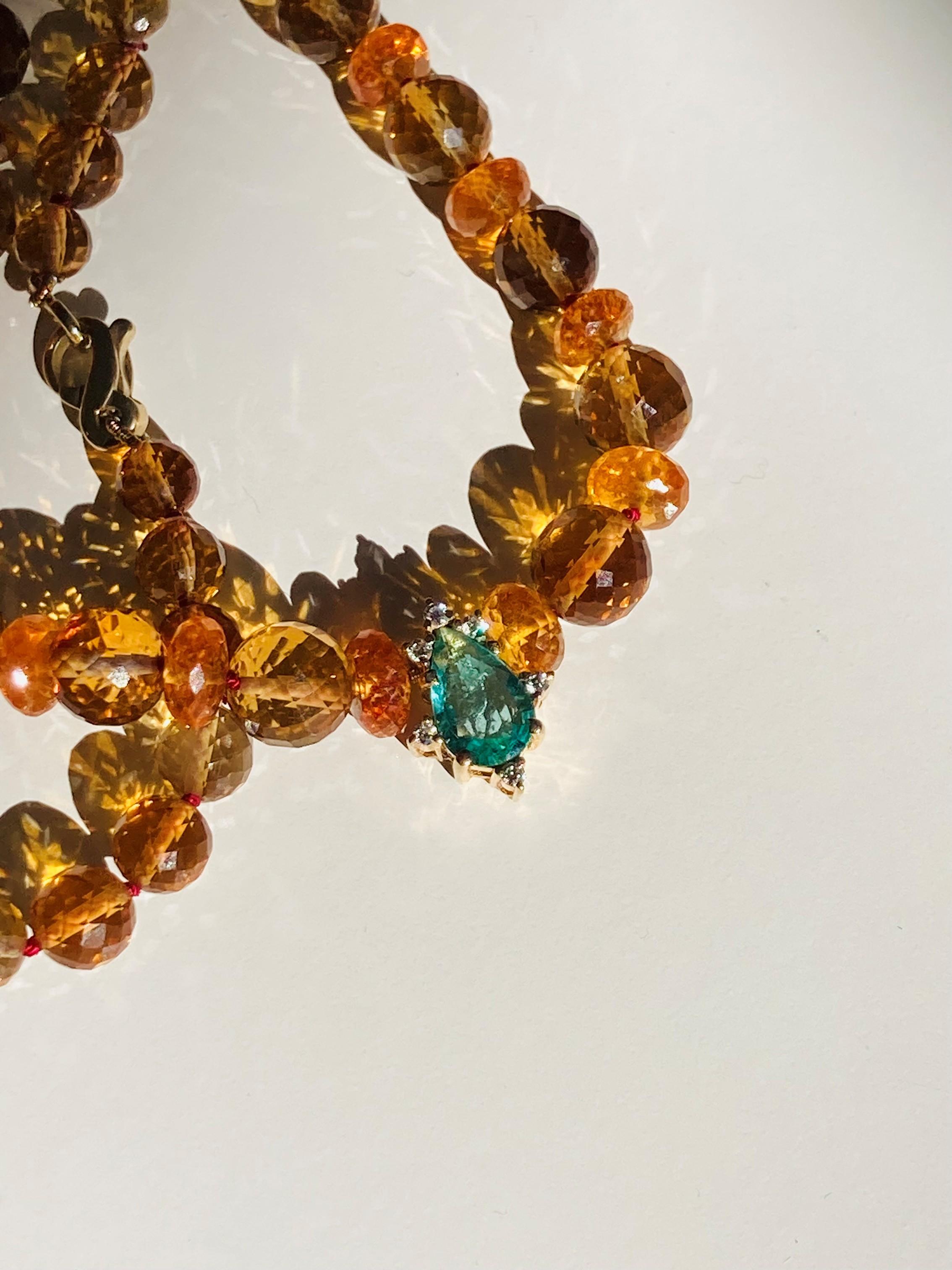 Autentica collana di diamanti citrini e smeraldi dello Zambia in vendita 1