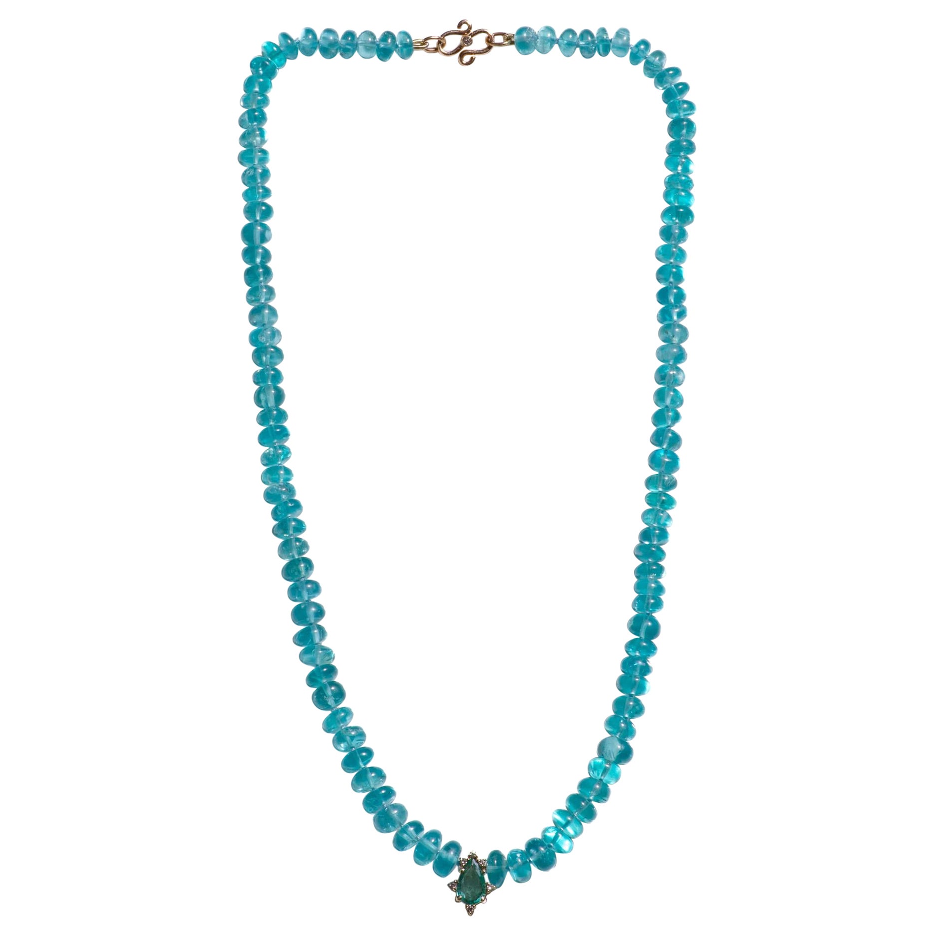 Genuine Sparkling Emerald and Paraiba Apatite Diamond Necklace For Sale