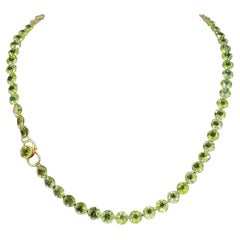 Genuine sparkling green Peridot 14K Yellow Gold Necklace